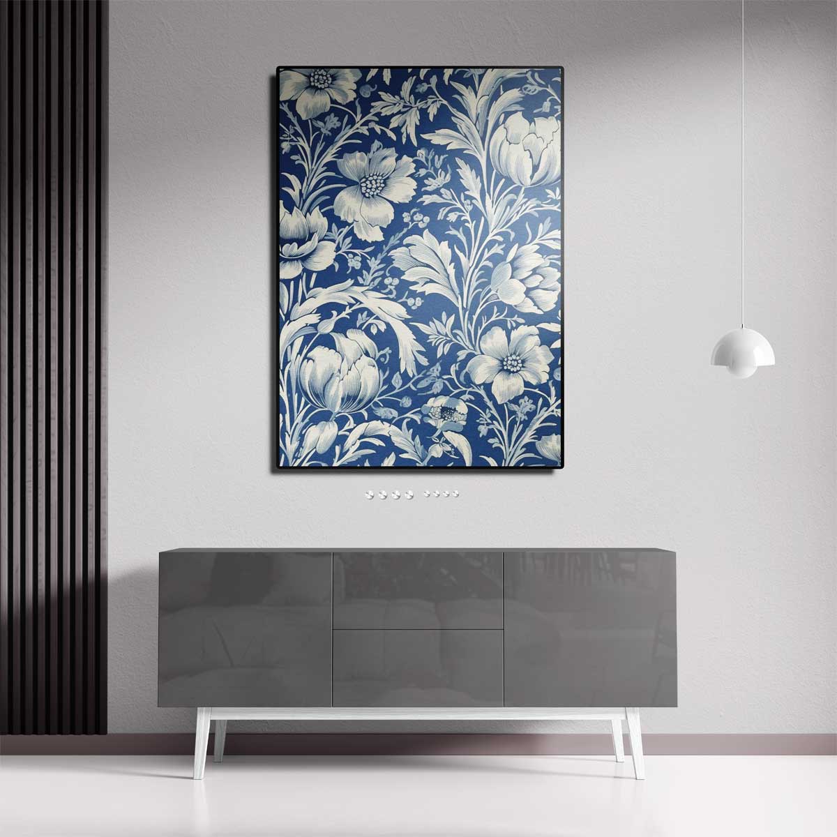 Bloemrijk Blauw Behang Kunstwerk-canvas-dibond-plexiglas-wanddecoratie-WallArtistic