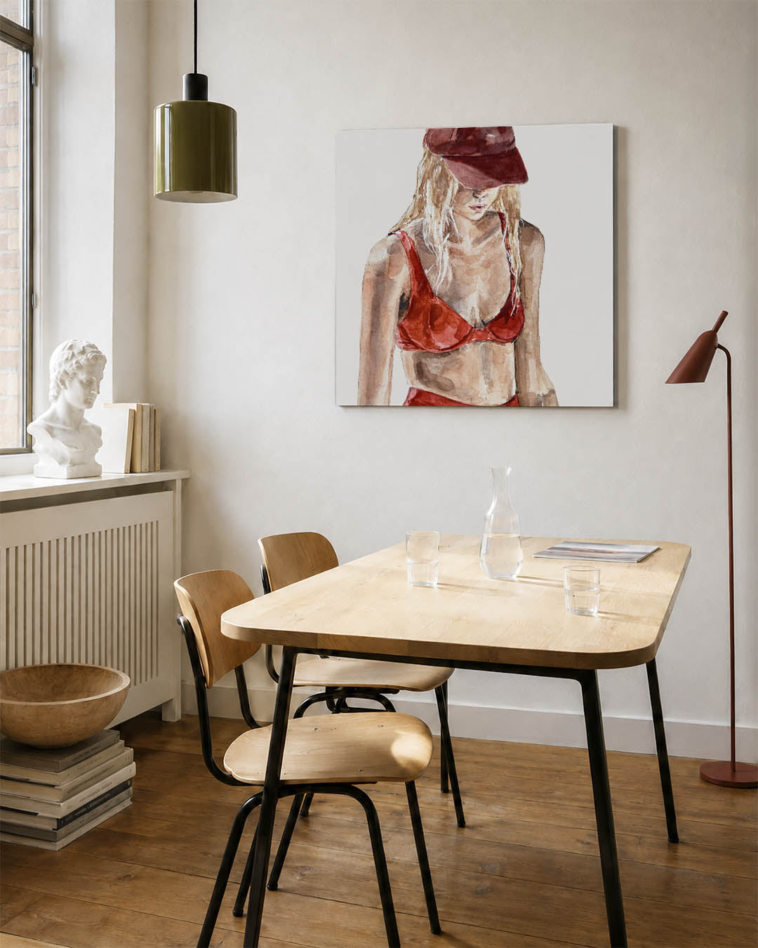 Vrouw in rood Kunstwerk