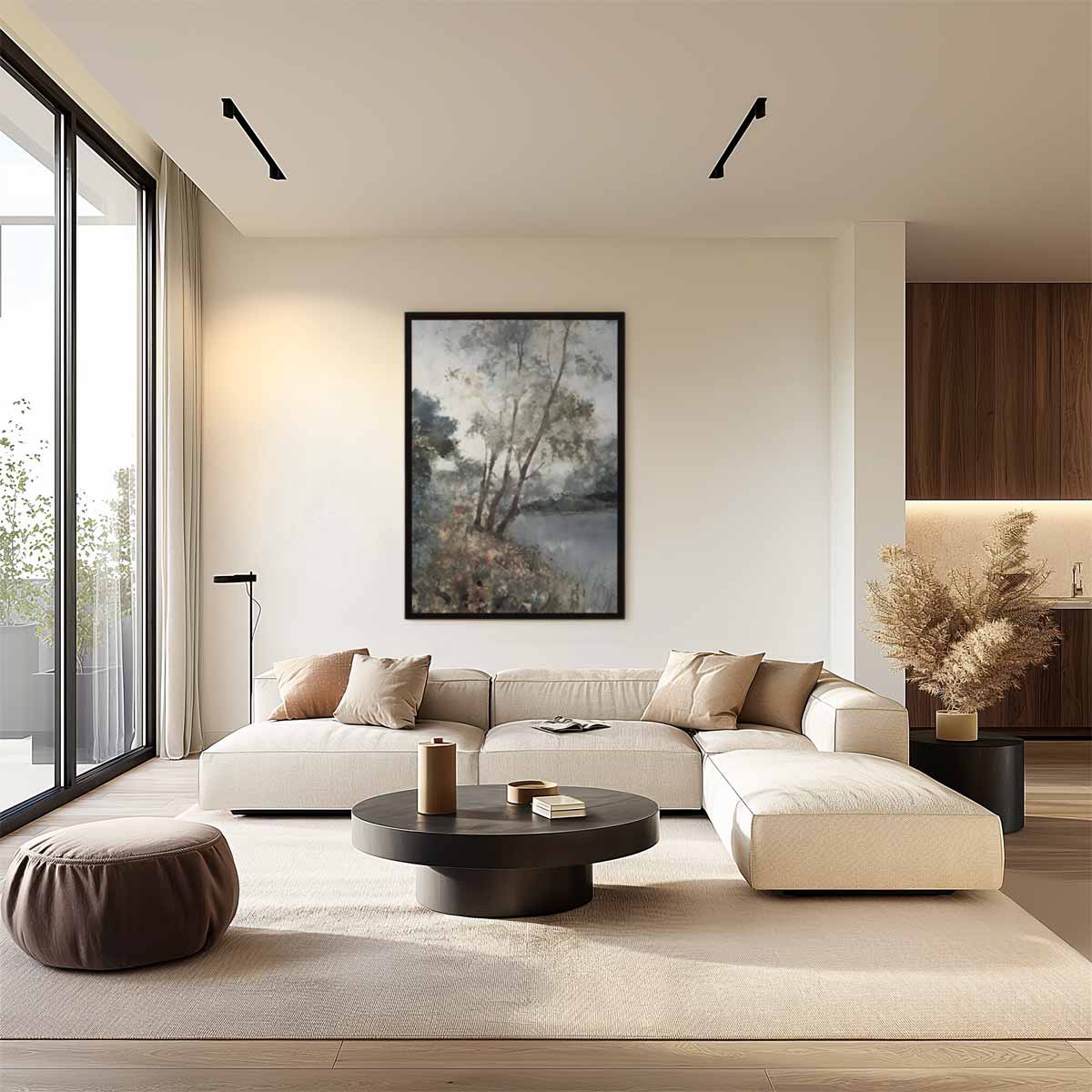 Herfstwandeling aan het Meer Kunstwerk-canvas-dibond-plexiglas-wanddecoratie-WallArtistic