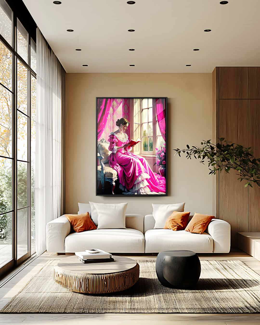 Leesplezier bij het Raam Kunstwerk-canvas-dibond-plexiglas-wanddecoratie-WallArtistic