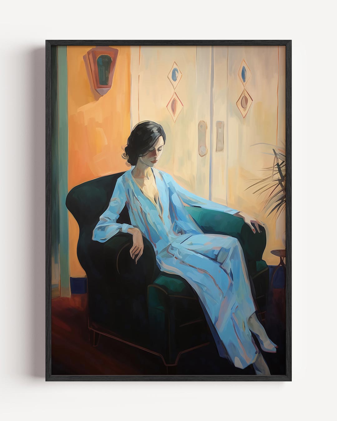 Ontspannen Elegantie Vrouwelijke Portretposter-WallArtistic