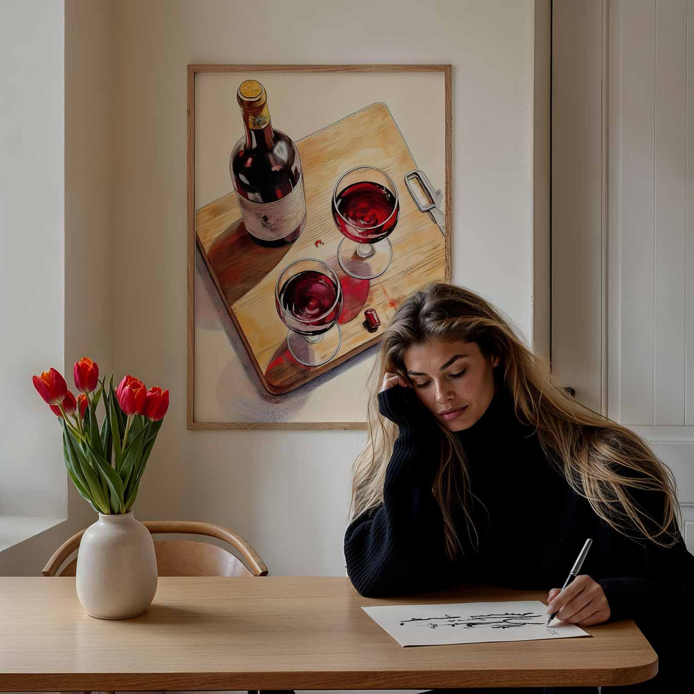 Stijlvolle Wijnavond Poster-WallArtistic