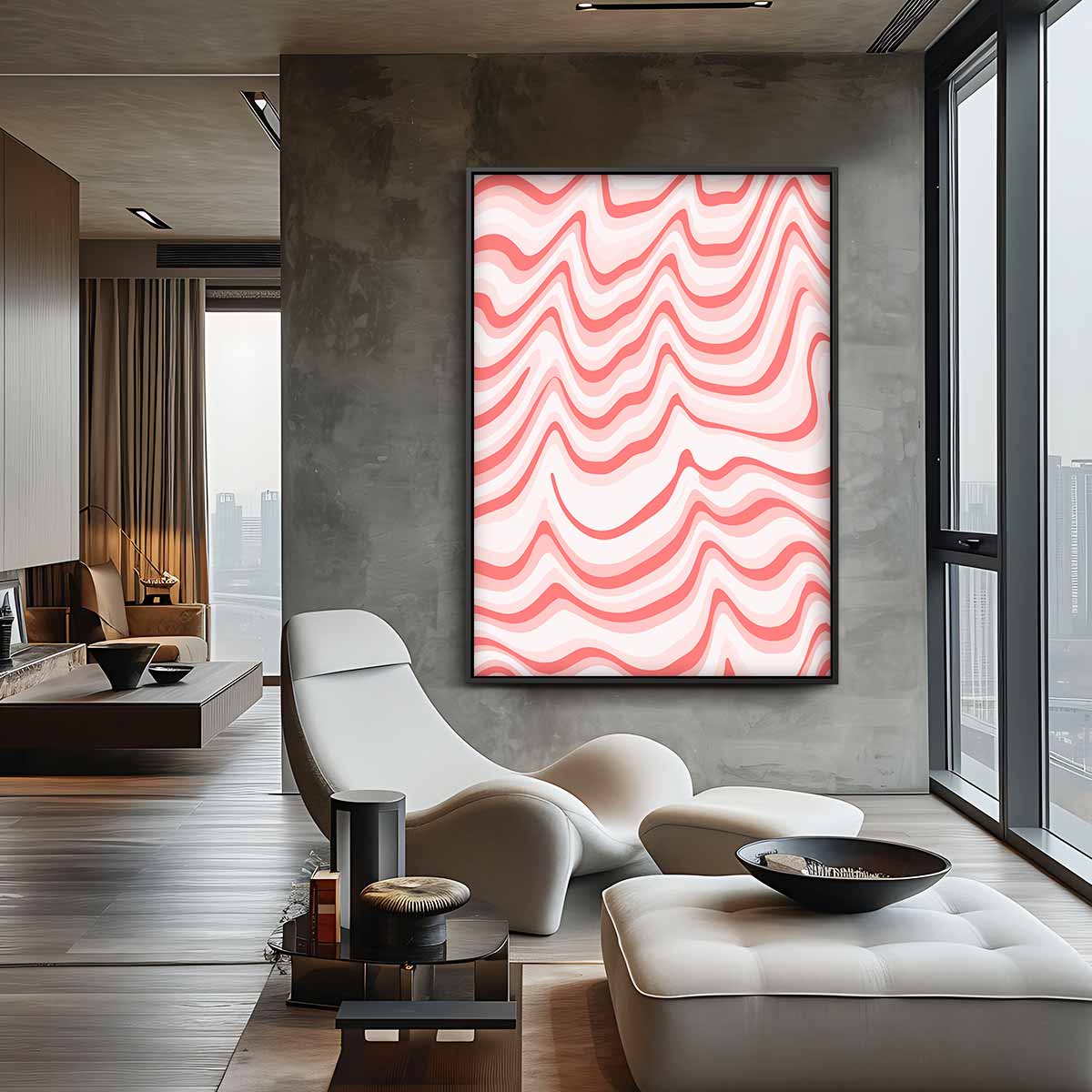 Golvende Lijnen Wandkunst Kunstwerk-canvas-dibond-plexiglas-wanddecoratie-WallArtistic