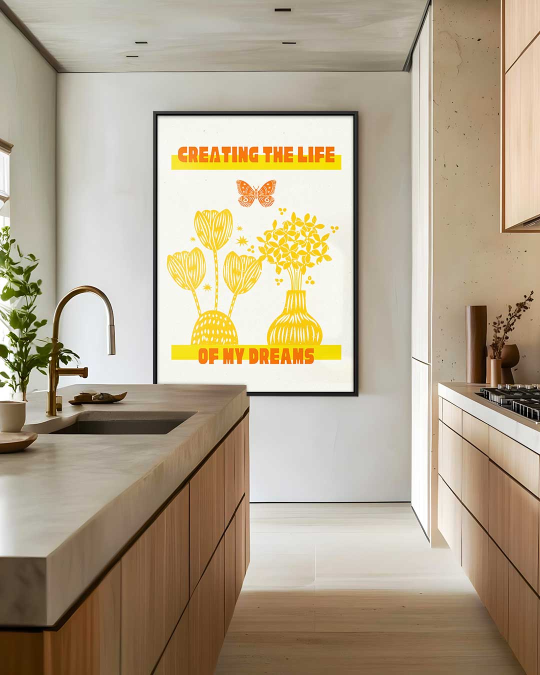 Bloemen en Vlinders Dromen Kunstwerk-canvas-dibond-plexiglas-wanddecoratie-WallArtistic