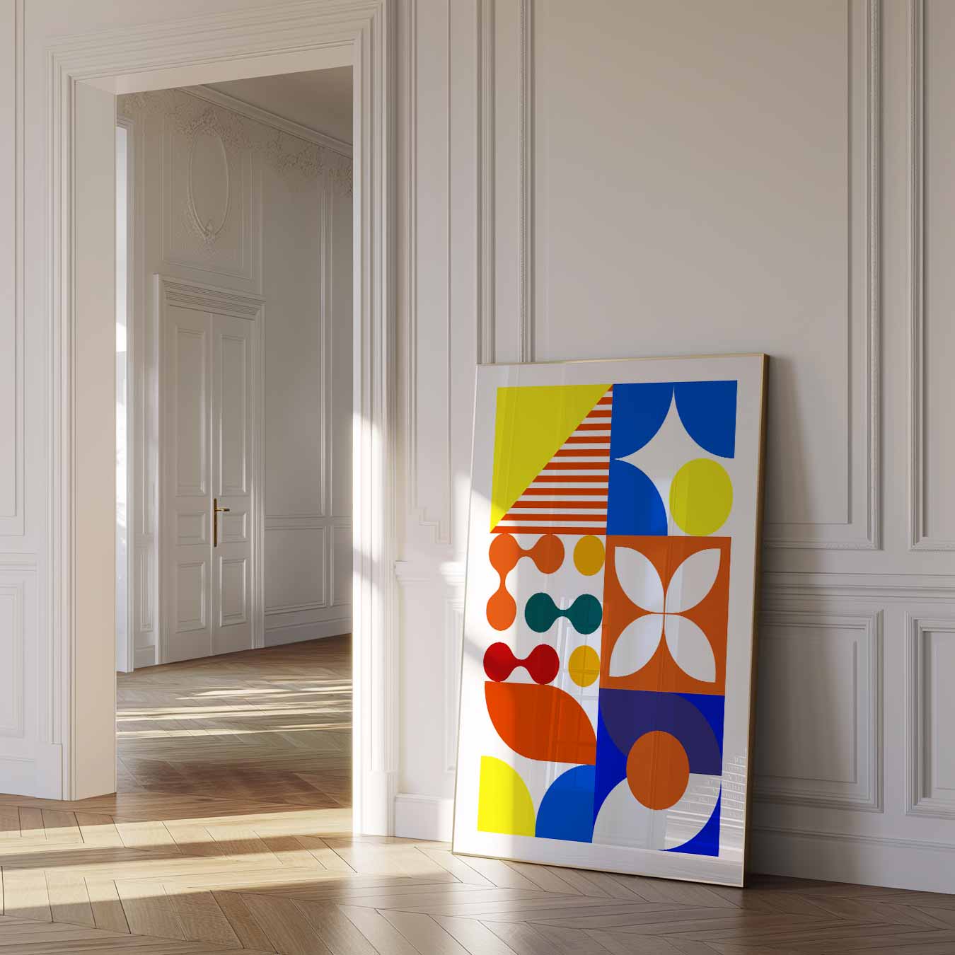 Vrolijke Geometrische Kunstposter