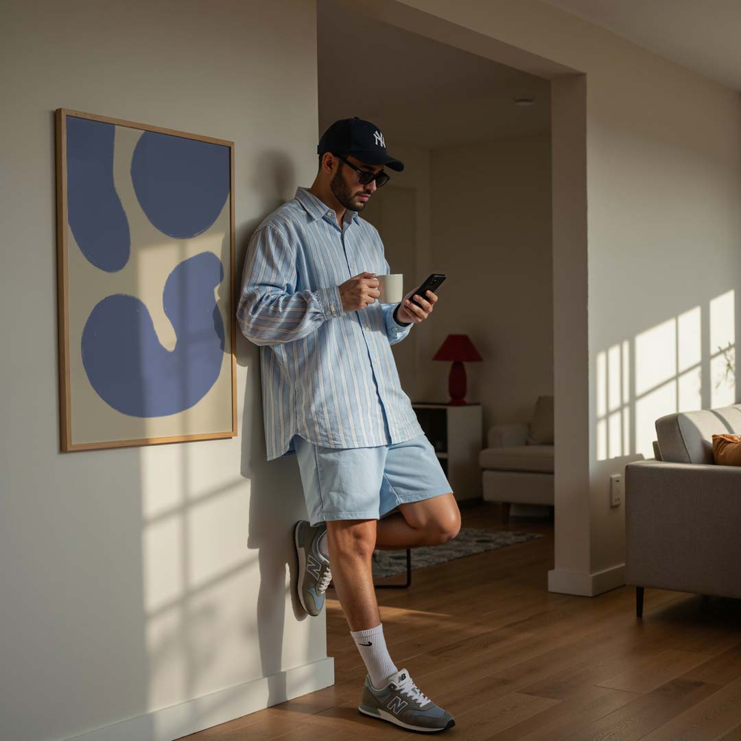 Abstracte Blauwe Compositie Poster-WallArtistic