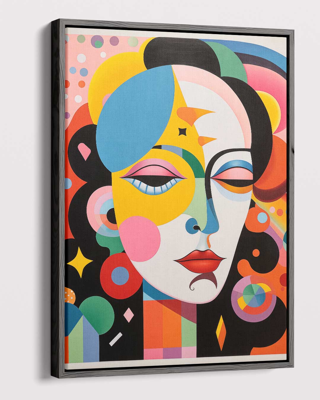 Kleurrijke Dromenportret Kunstwerk-canvas-dibond-plexiglas-wanddecoratie-WallArtistic