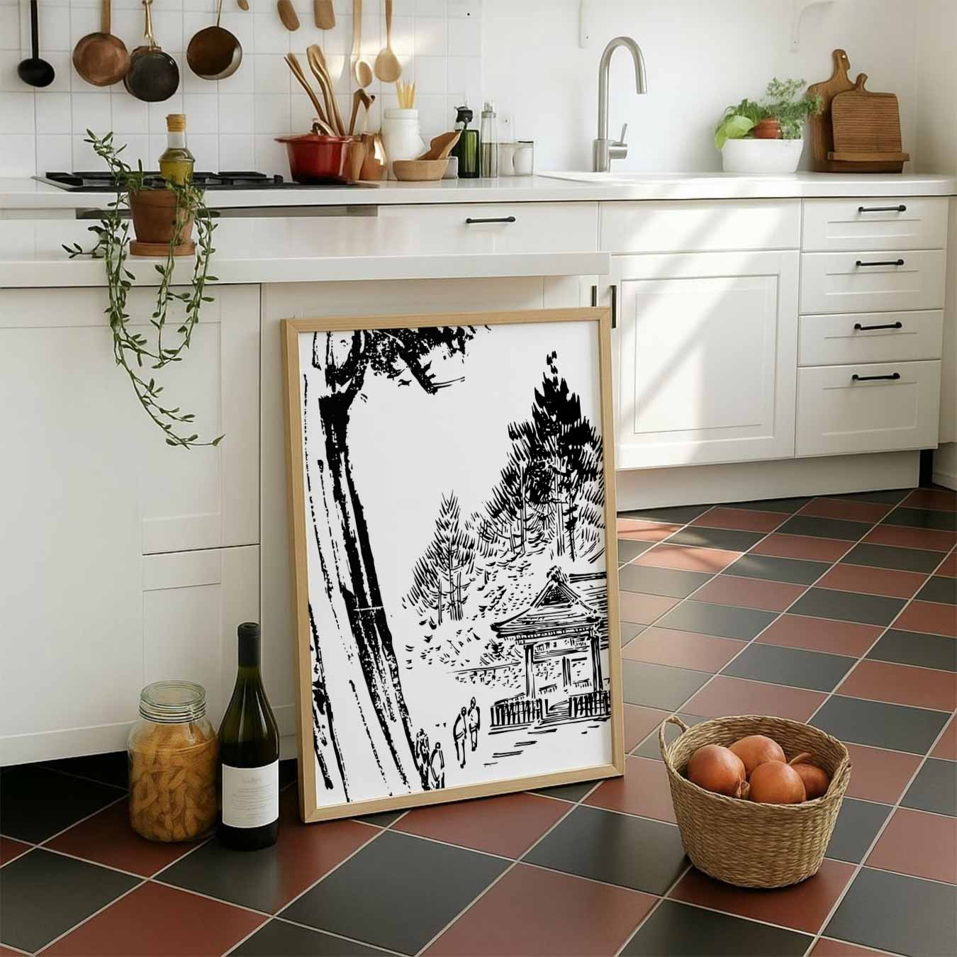 Zwarte Inkt Natuurprint Poster-WallArtistic