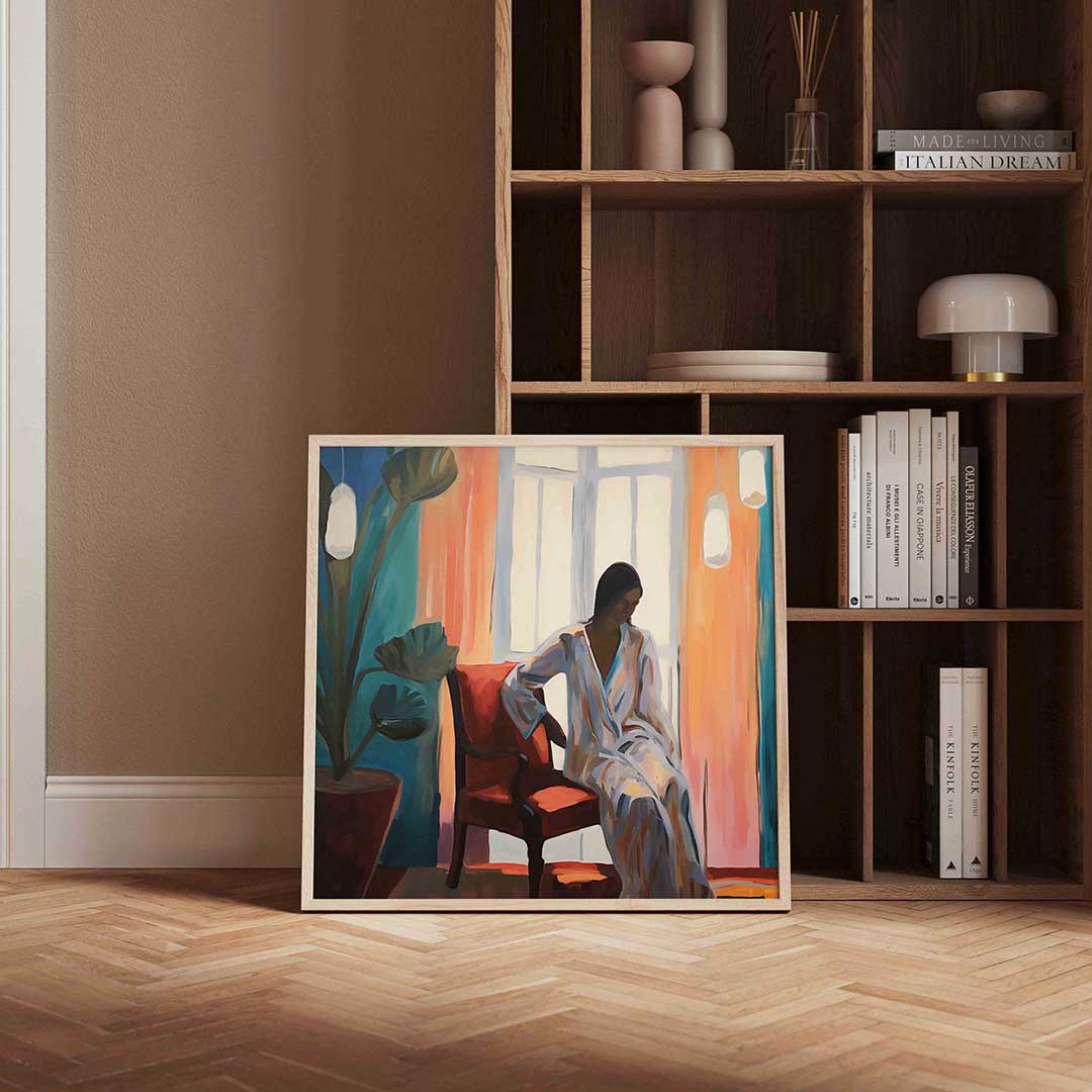 Vrouw in stoel Poster