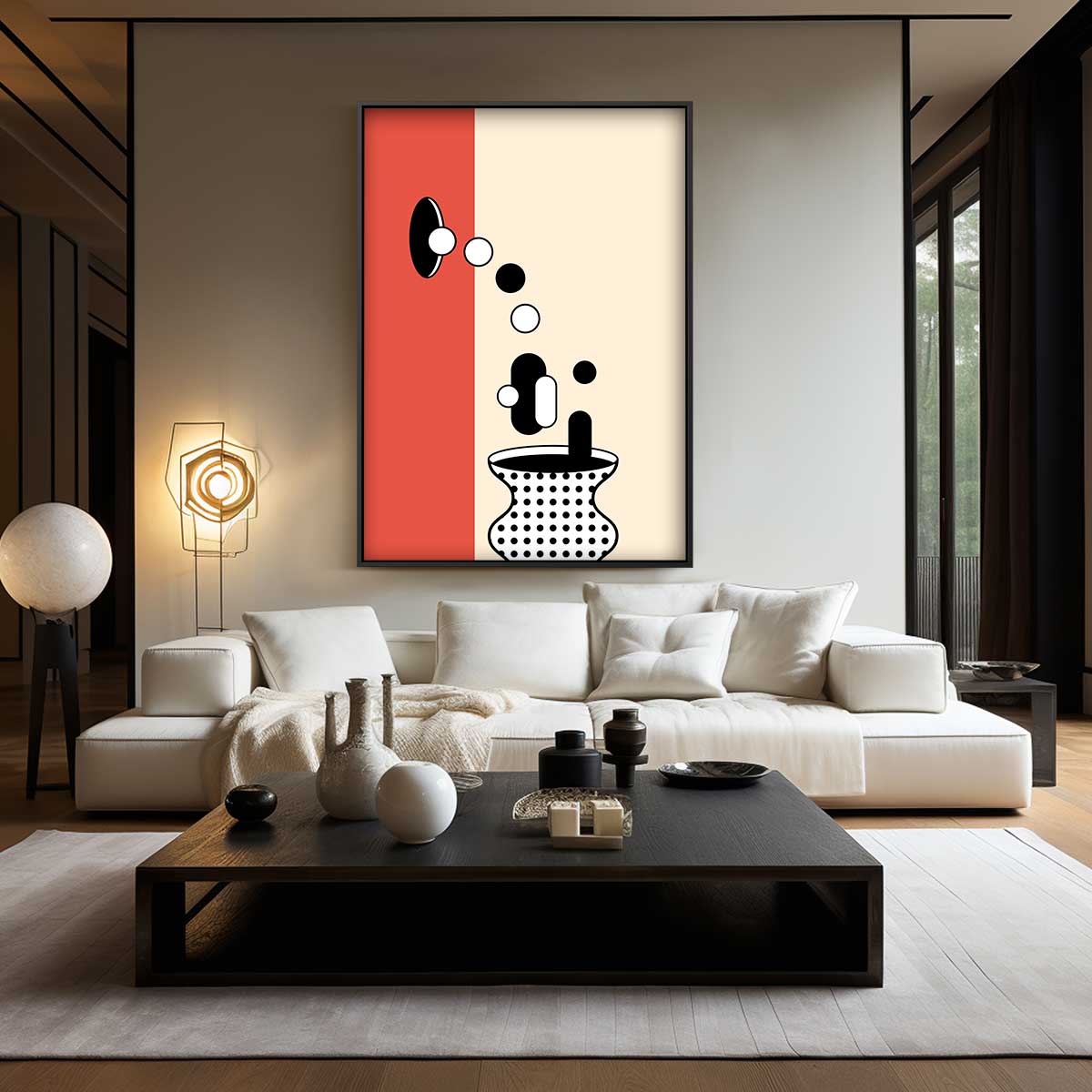 Geometrische Vaas in Stippen Kunstwerk-canvas-dibond-plexiglas-wanddecoratie-WallArtistic
