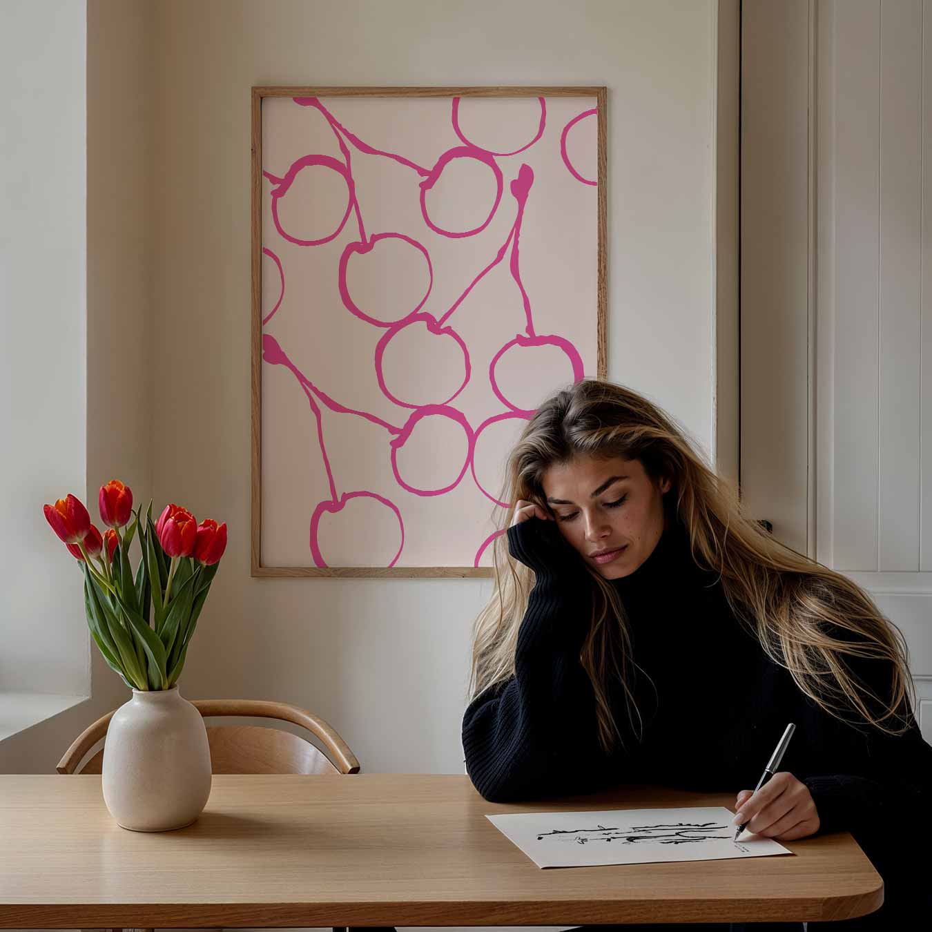 Speelse Kersen Poster-WallArtistic