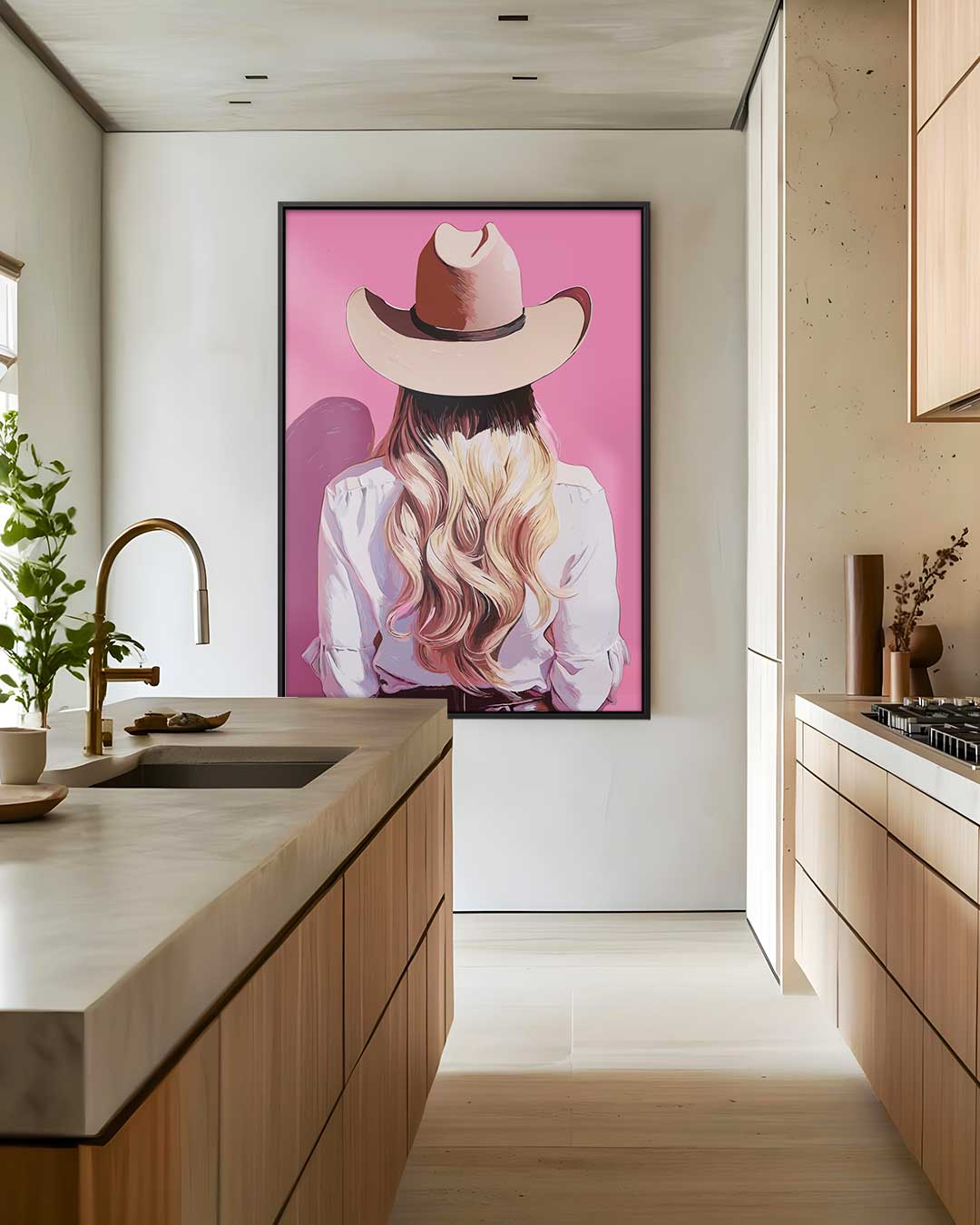 Stijlvolle Cowgirl Achteraanzicht Kunstwerk-canvas-dibond-plexiglas-wanddecoratie-WallArtistic