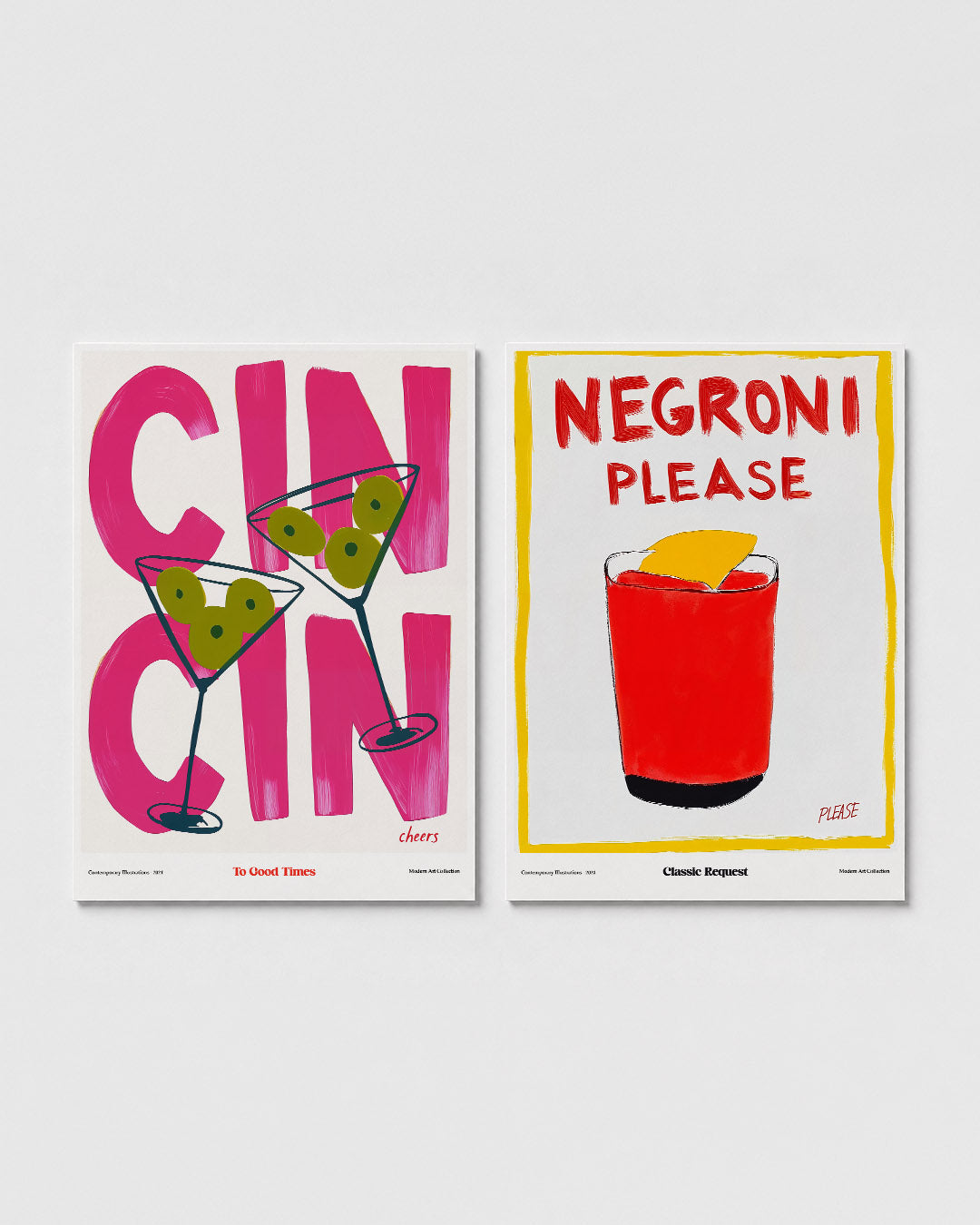 Vrolijke cocktailkleuren Posterset