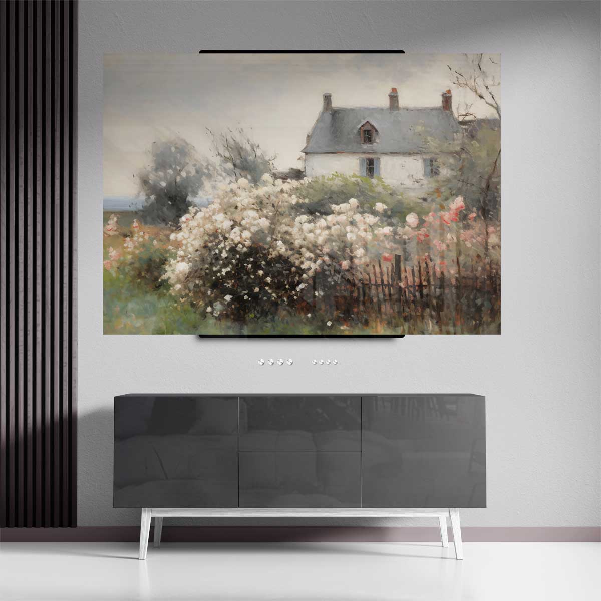 Rustieke Bloementuin bij het Landhuis Kunstwerk-canvas-dibond-plexiglas-wanddecoratie-WallArtistic
