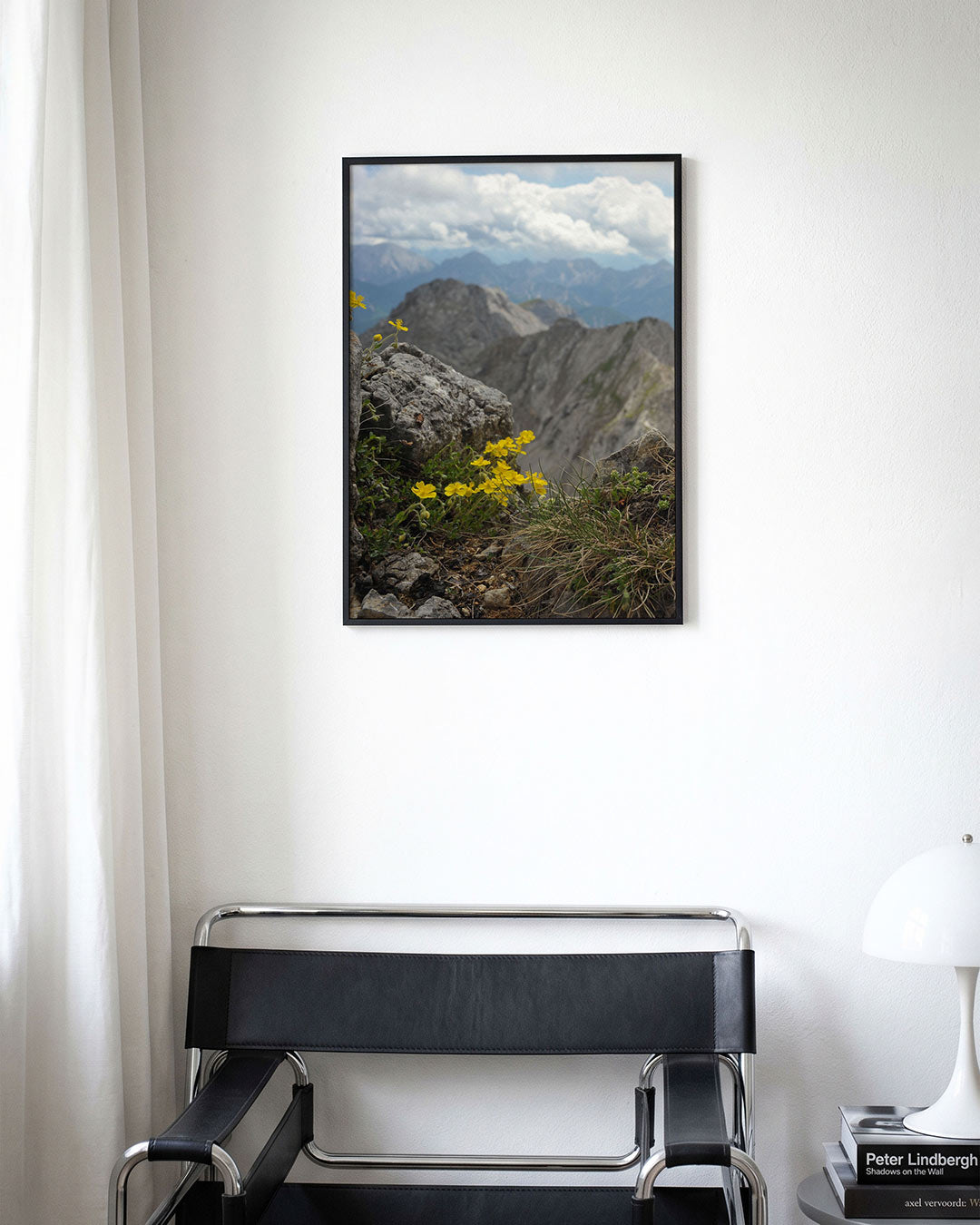 Berglandschap met bloemen Poster