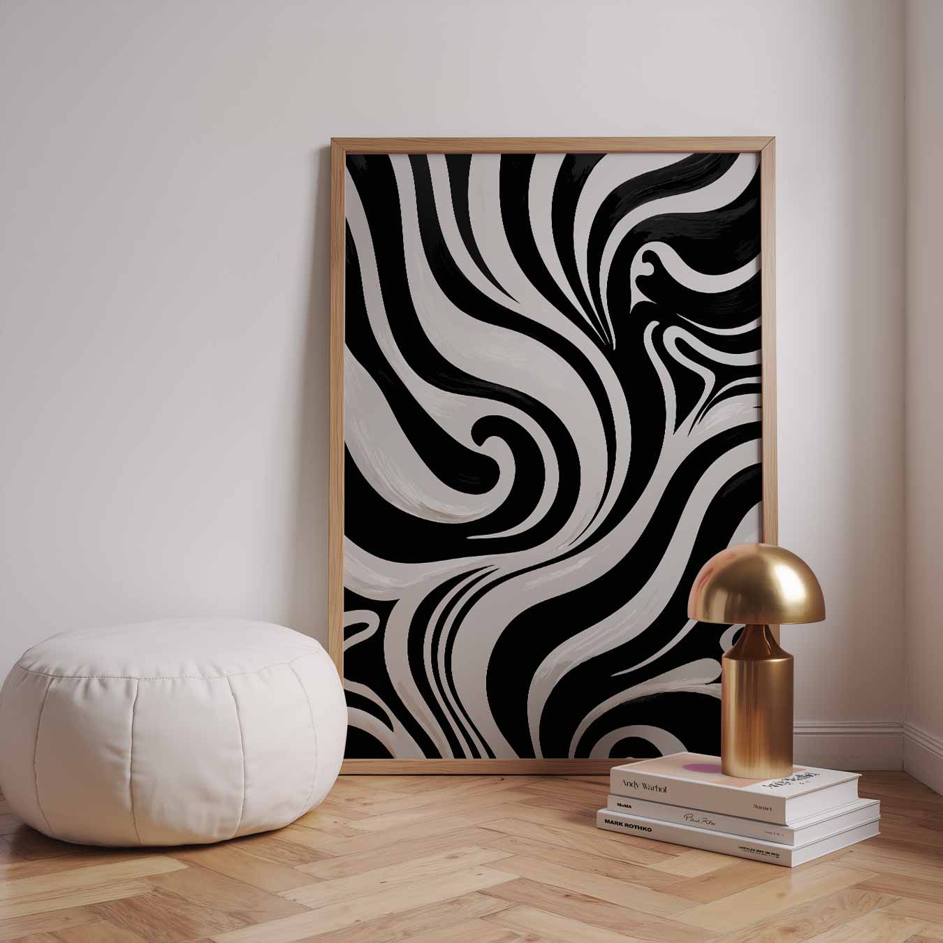 Zwart-Wit Golvend Design Poster-WallArtistic