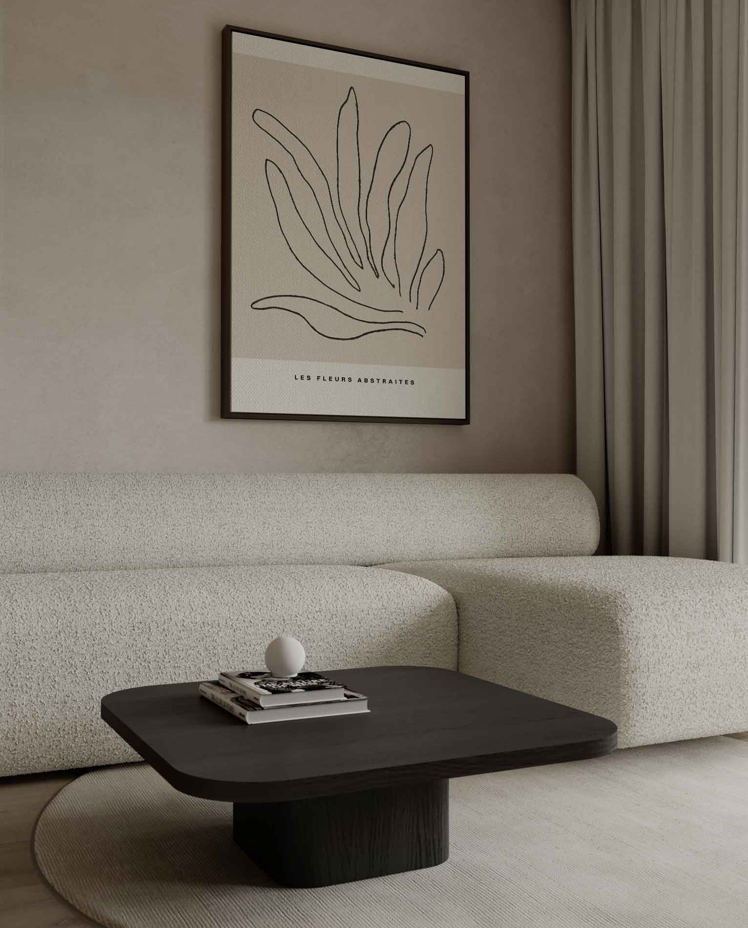 Abstracte Bloemenlijntekening Kunstwerk-canvas-dibond-plexiglas-wanddecoratie-WallArtistic