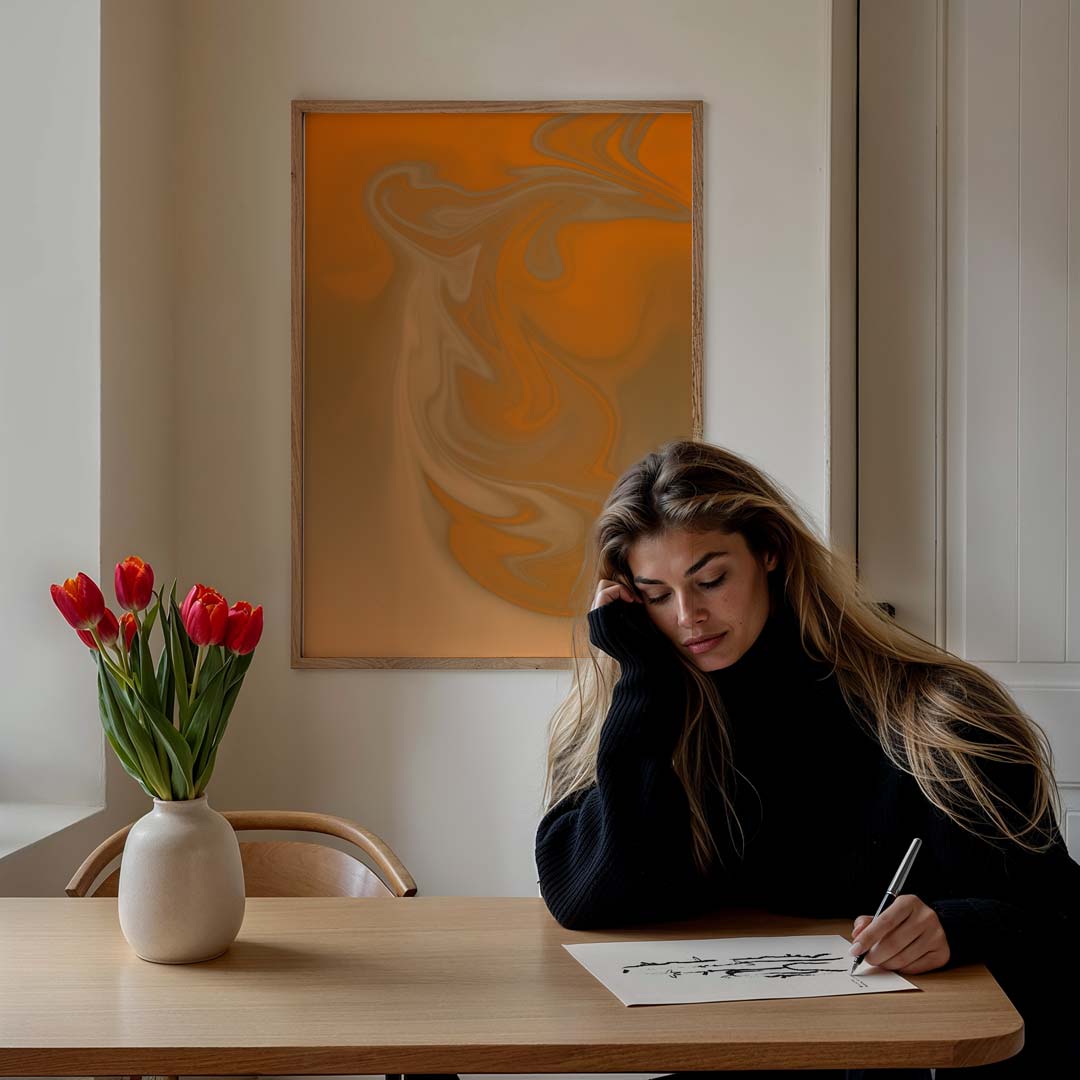 Vloeiende Oranje Vibes Poster-WallArtistic