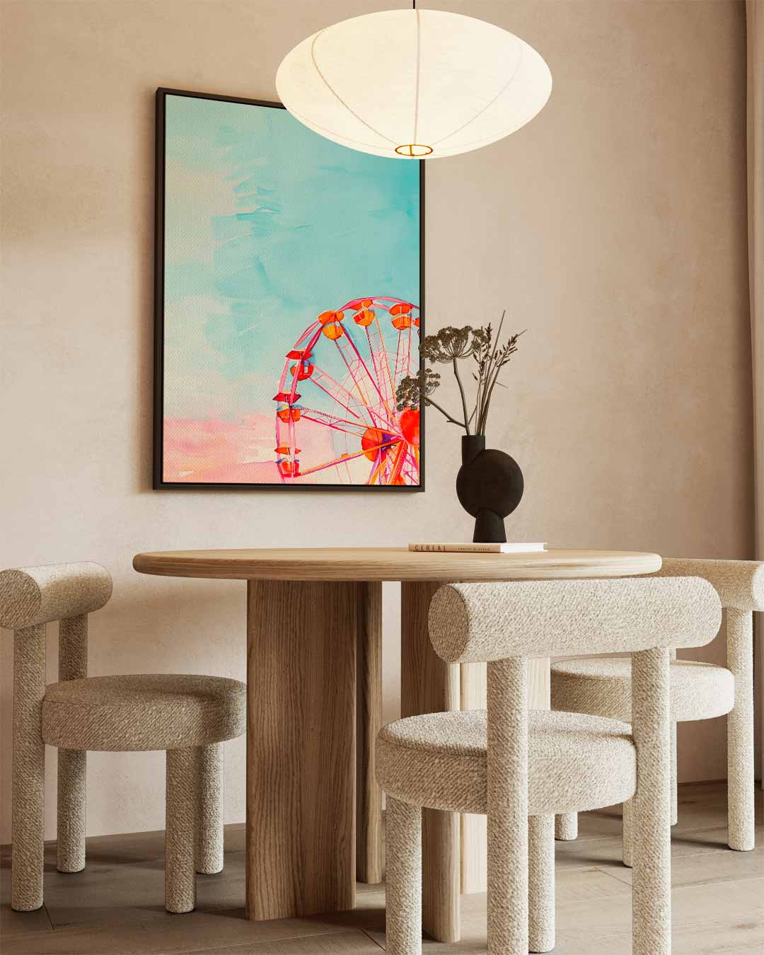 Vrolijk Reuzenrad in Pastelhemel Kunstwerk-canvas-dibond-plexiglas-wanddecoratie-WallArtistic