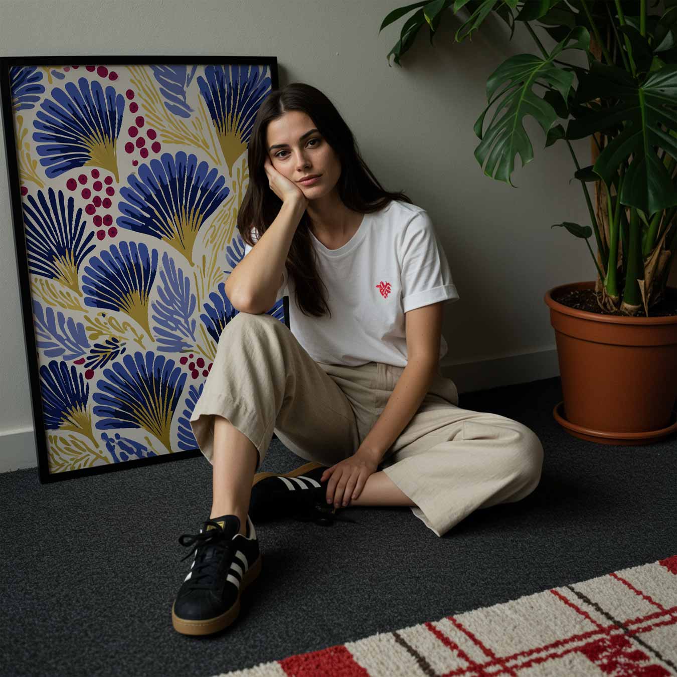 Botanische Blauwe Kunstposter
