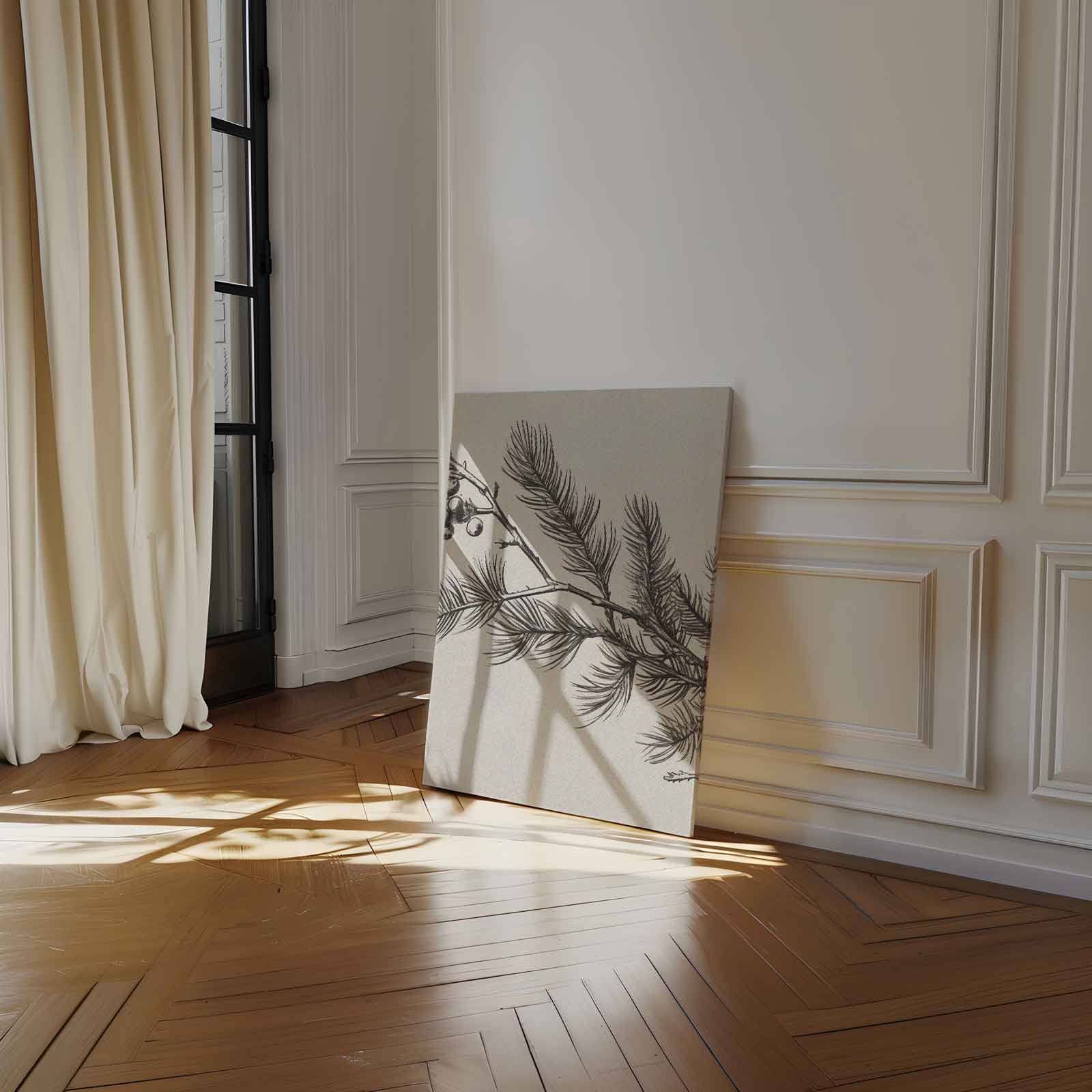 Dennentak met Bessen Illustratie Kunstwerk-canvas-dibond-plexiglas-wanddecoratie-WallArtistic