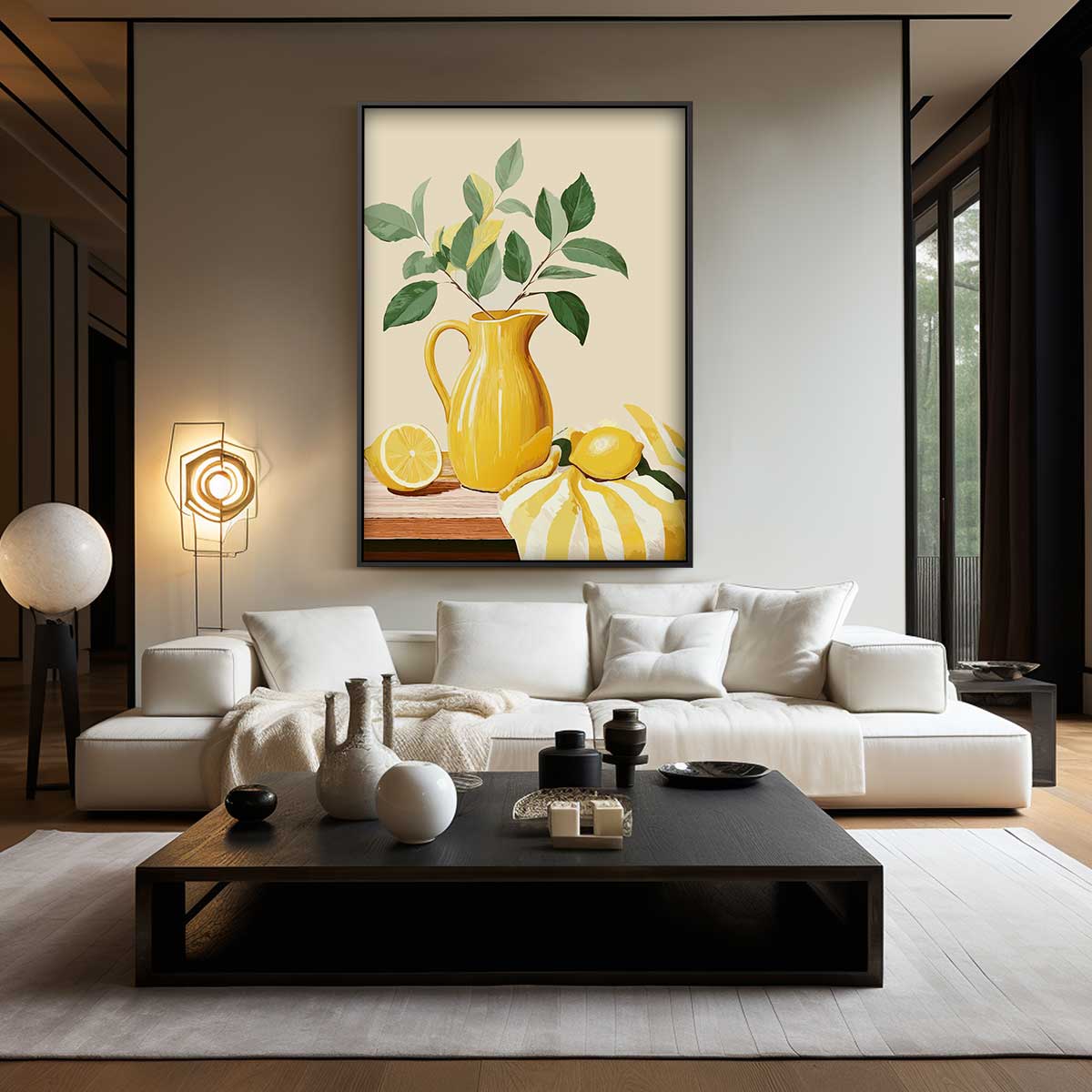 Zonnige Citroentafel Kunstwerk-canvas-dibond-plexiglas-wanddecoratie-WallArtistic