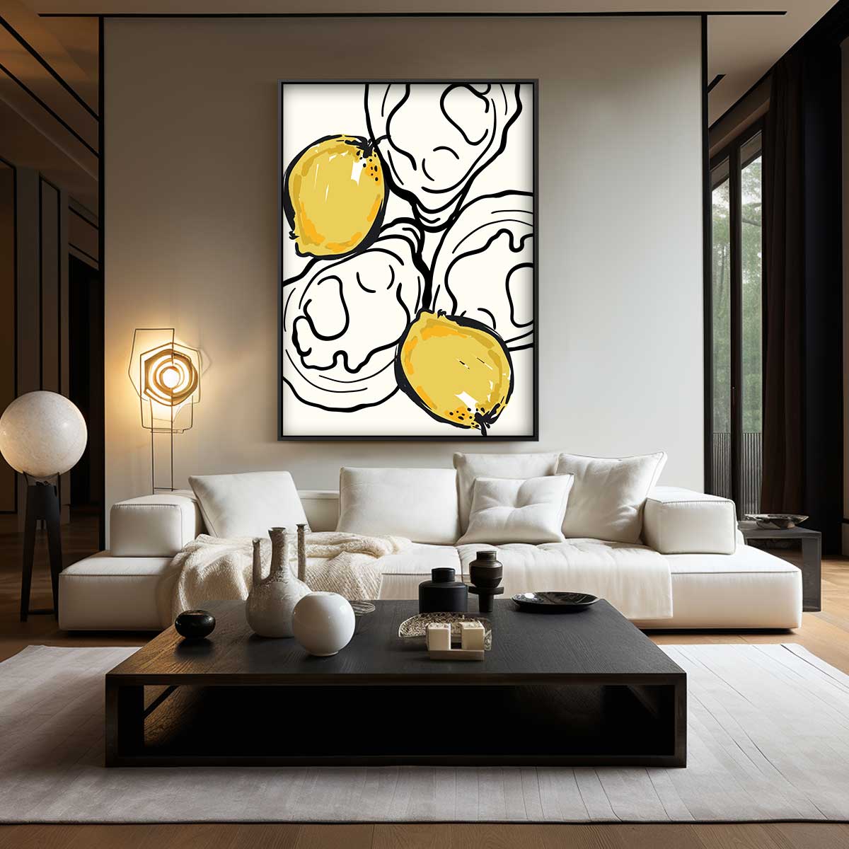 Citroenen en Lijnen Kunstwerk-canvas-dibond-plexiglas-wanddecoratie-WallArtistic