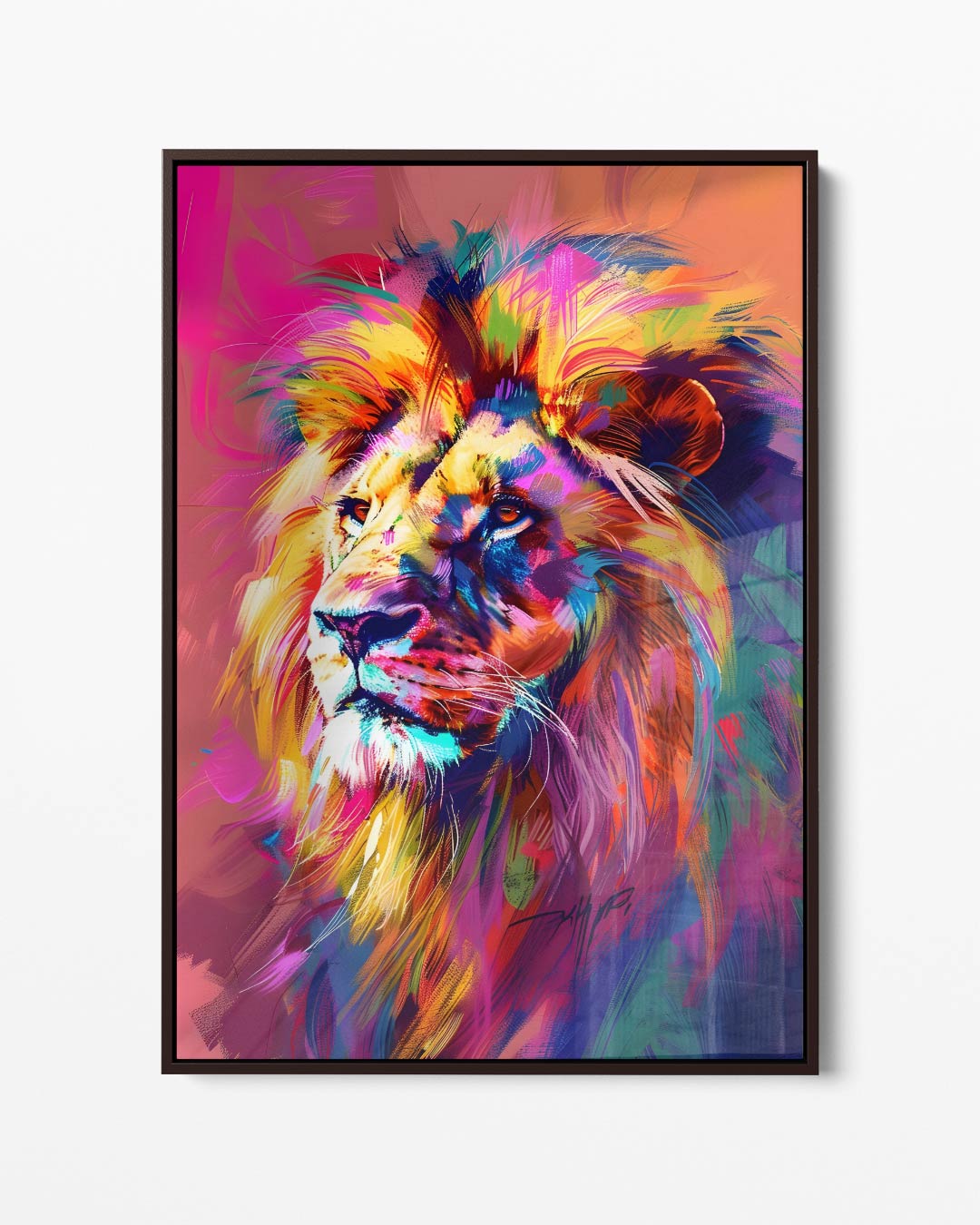 Kleurrijke Leeuw Kunstwerk-canvas-dibond-plexiglas-wanddecoratie-WallArtistic