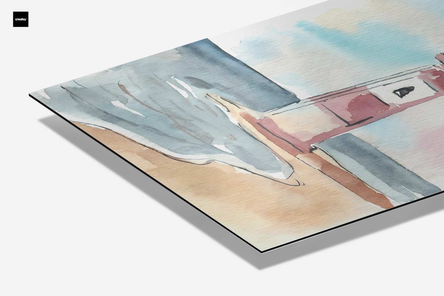 Schets van Vuurtoren aan Zee Kunstwerk-canvas-dibond-plexiglas-wanddecoratie-WallArtistic