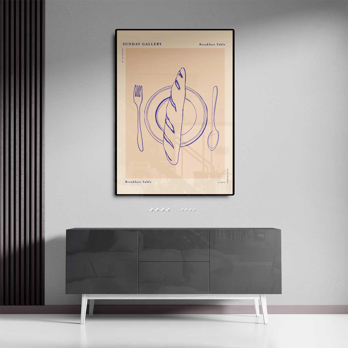Ontbijttafel Illustratie Kunstwerk-canvas-dibond-plexiglas-wanddecoratie-WallArtistic