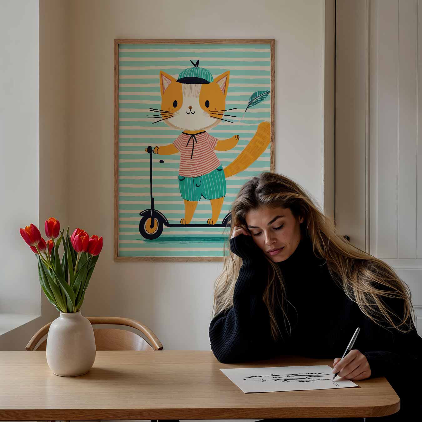 Kat op Step Poster-WallArtistic