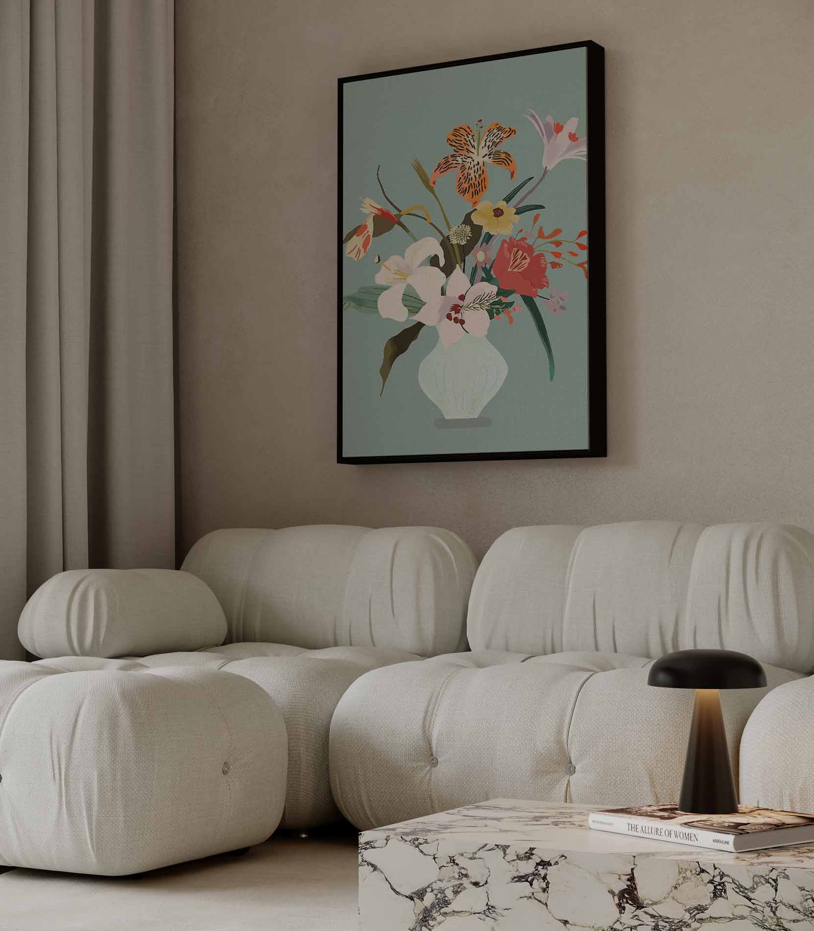 Bloemenpracht in Vaas Kunstwerk-canvas-dibond-plexiglas-wanddecoratie-WallArtistic