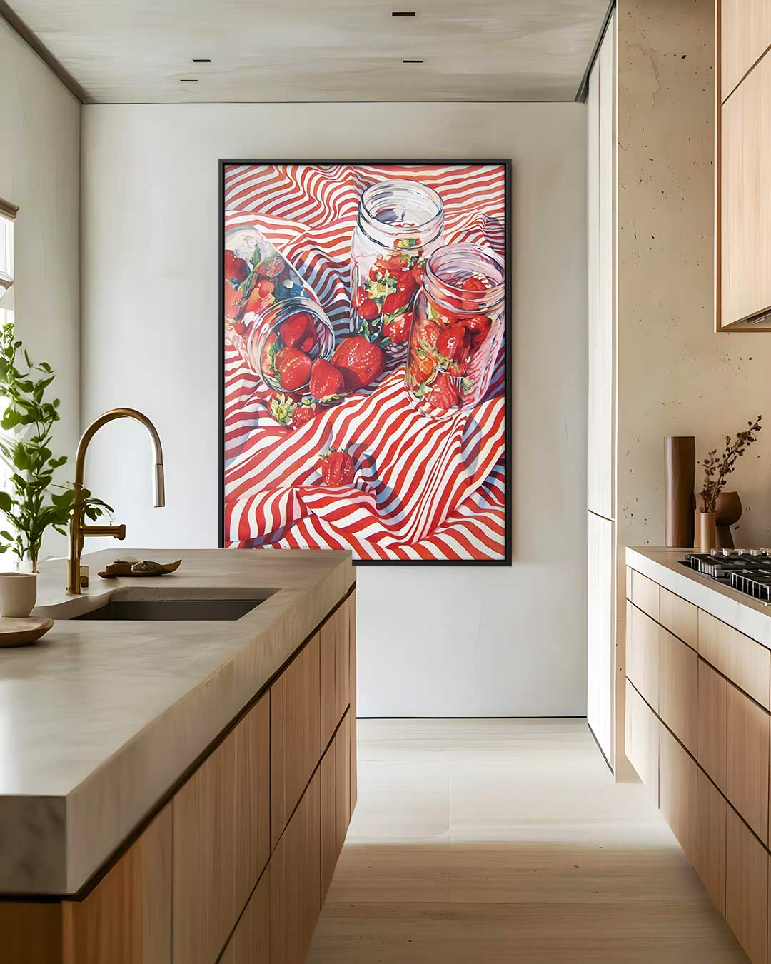 Zomerse Aardbeien in Potten Kunstwerk-canvas-dibond-plexiglas-wanddecoratie-WallArtistic
