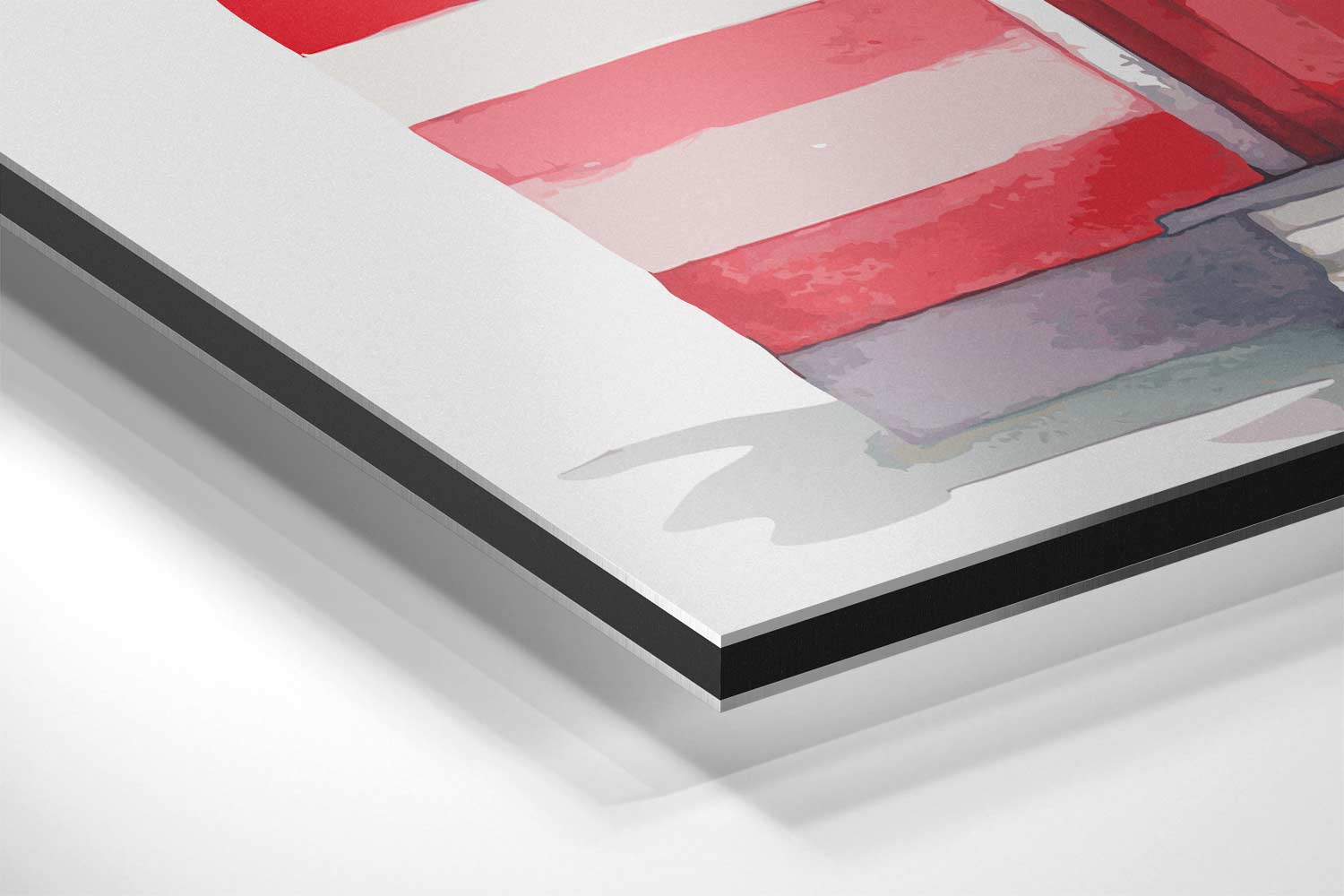 Strandhuisje in Streepjeskleuren Kunstwerk-canvas-dibond-plexiglas-wanddecoratie-WallArtistic