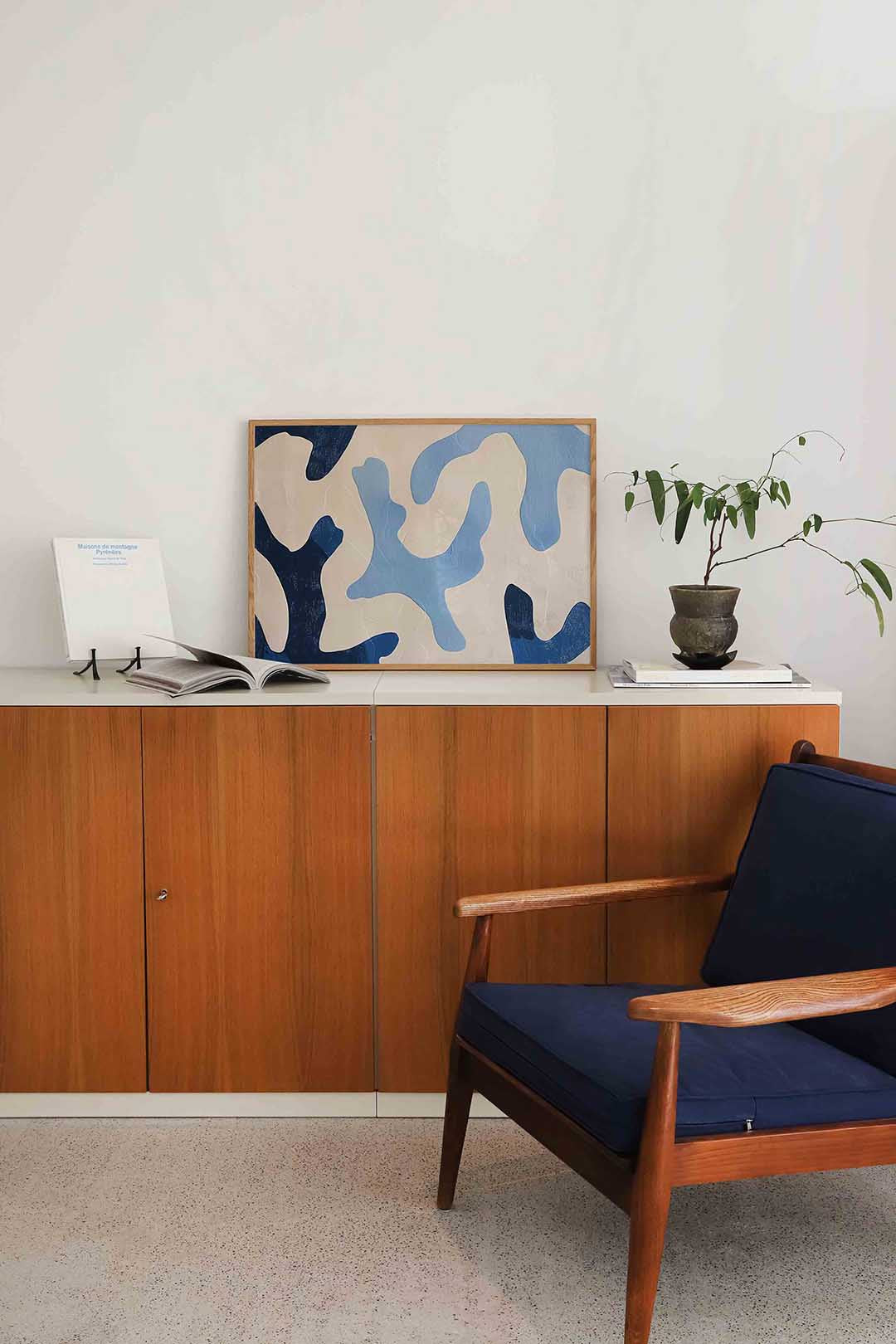 Abstracte blauwe vormen Poster