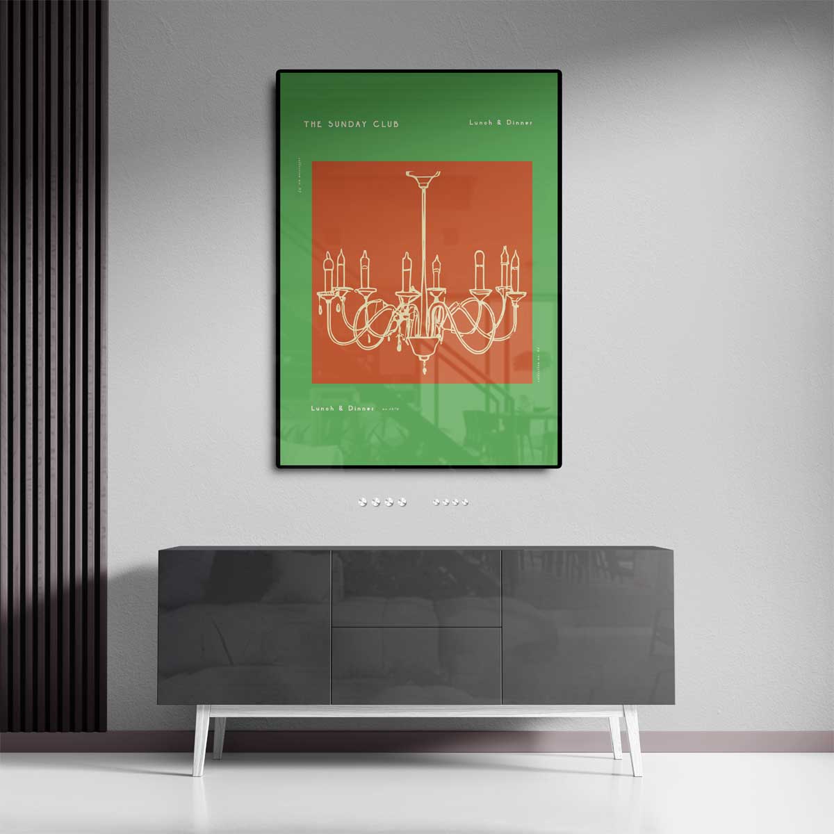 Retro Kroonluchter Illustratie Kunstwerk-canvas-dibond-plexiglas-wanddecoratie-WallArtistic