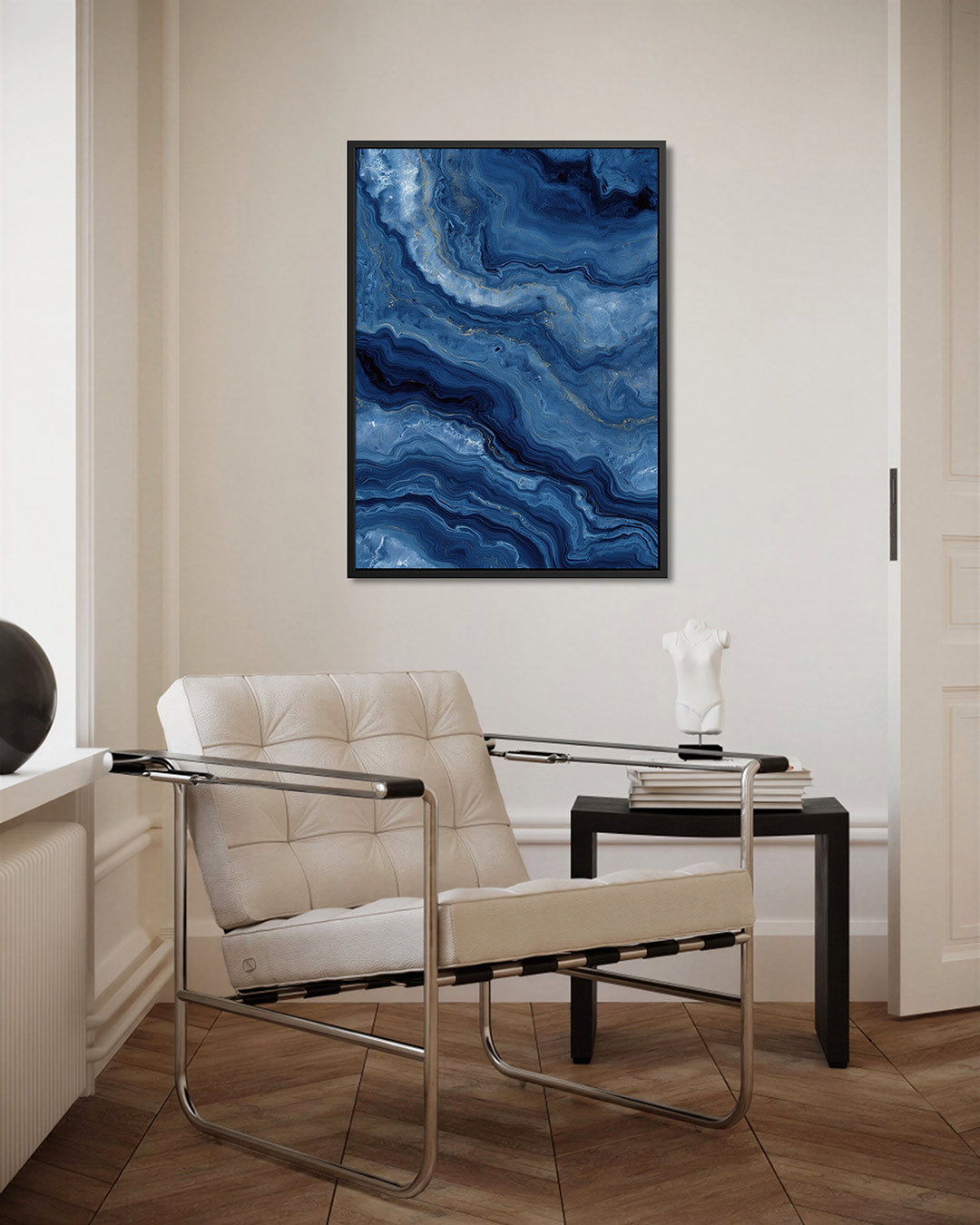 Golvende blauwe patronen Kunstwerk