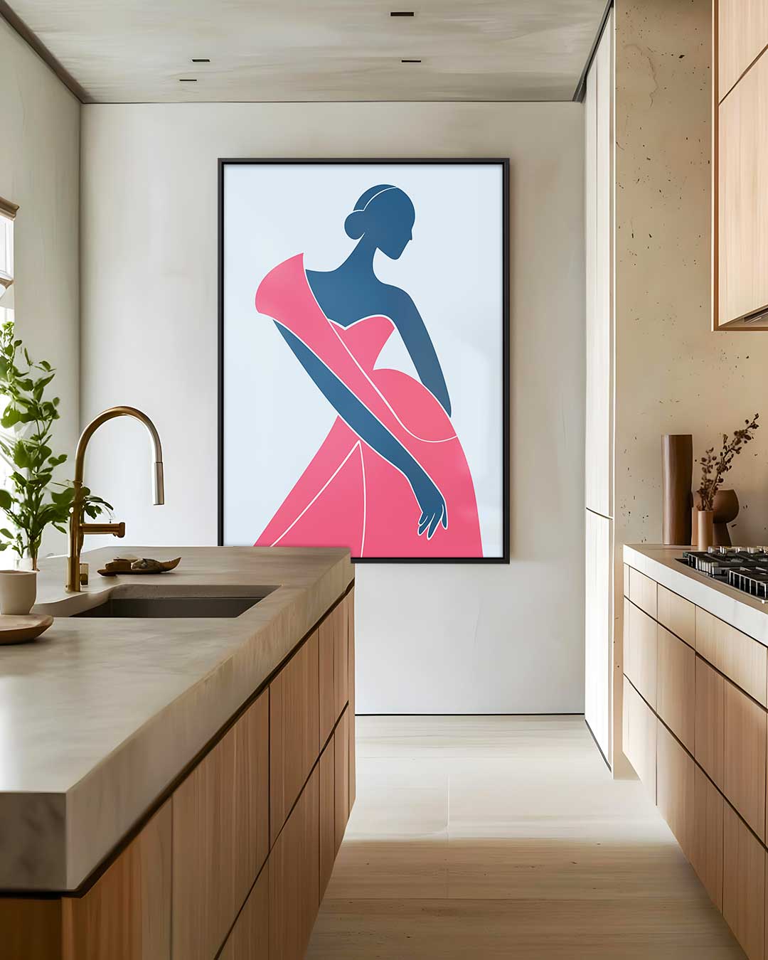 Elegante Dames Silhouet Kunstwerk-canvas-dibond-plexiglas-wanddecoratie-WallArtistic