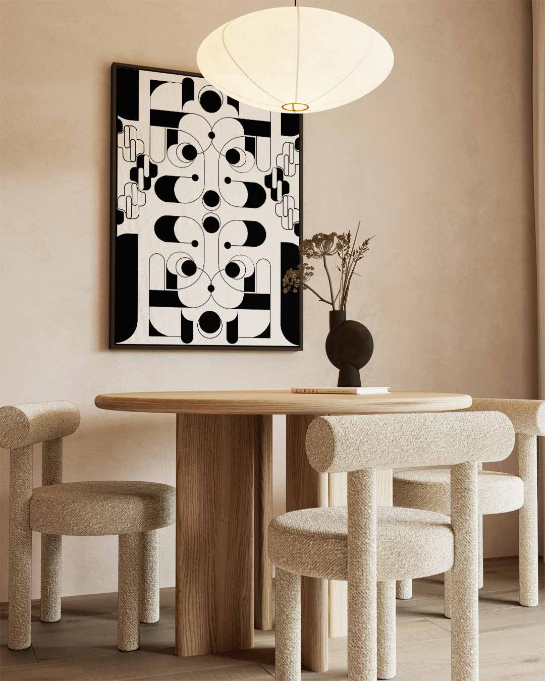 Geometrische Zwart-wit Harmonie Kunstwerk-canvas-dibond-plexiglas-wanddecoratie-WallArtistic