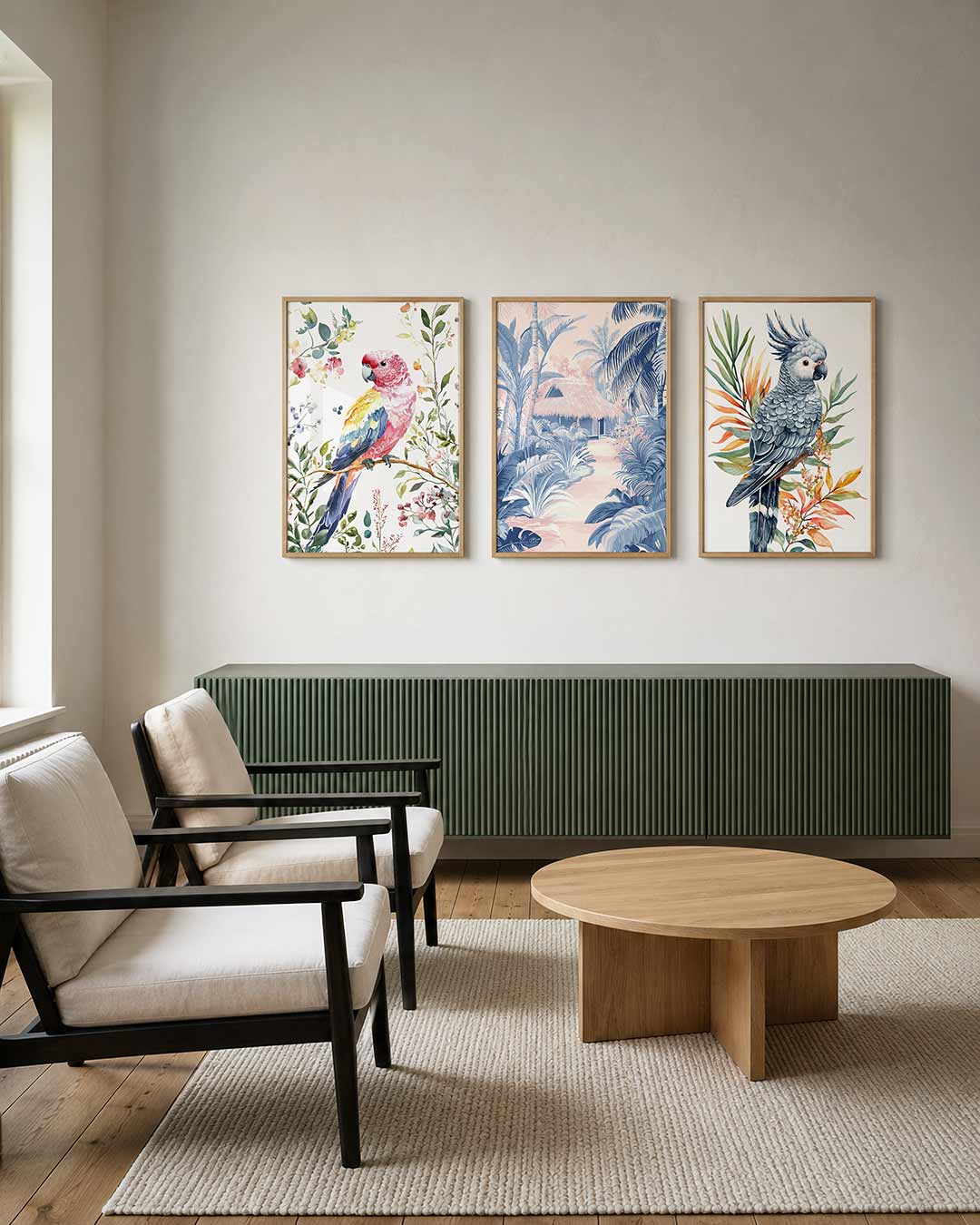 Vogel en bloemen Posterset
