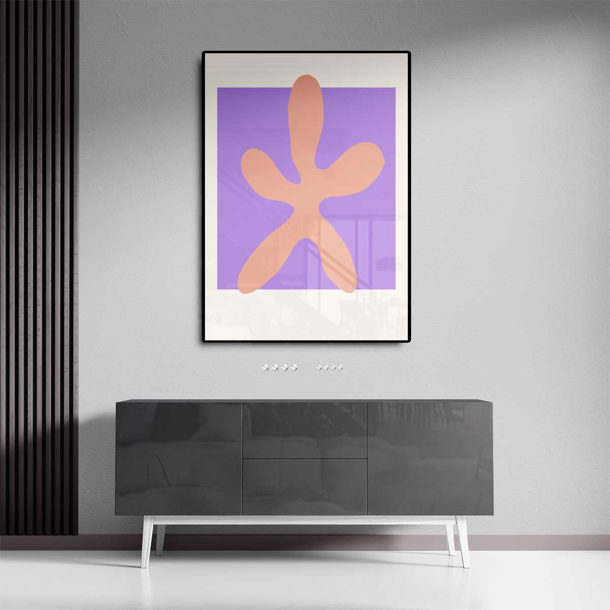 Zachte Vorm op Paarse Achtergrond Kunstwerk-canvas-dibond-plexiglas-wanddecoratie-WallArtistic