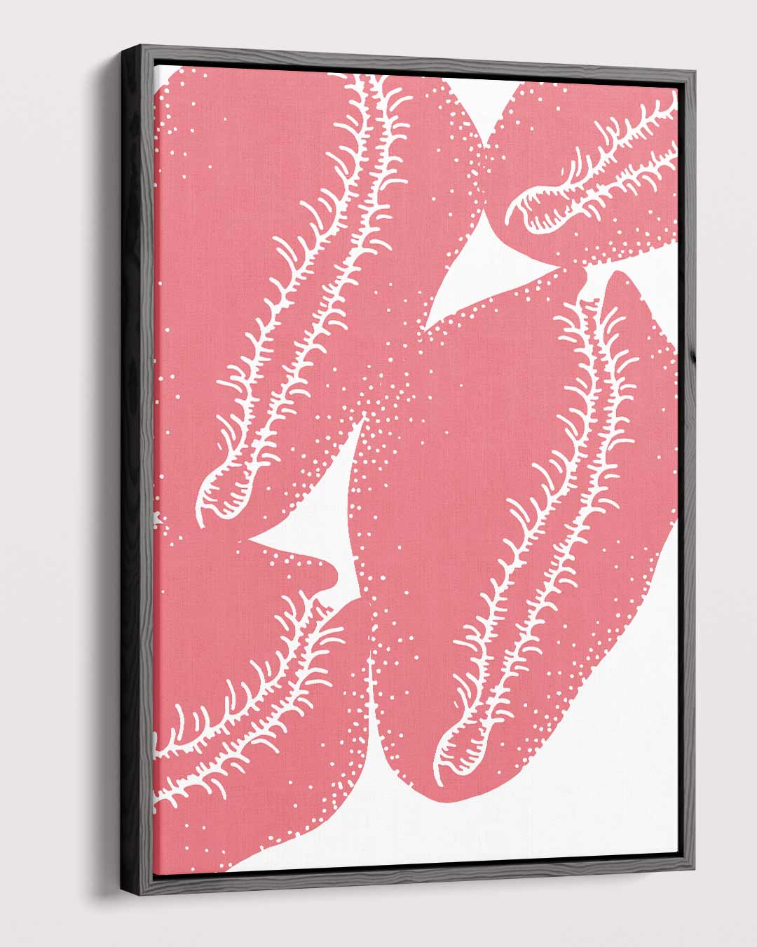 Speelse Roze Bladvormen Kunstwerk-canvas-dibond-plexiglas-wanddecoratie-WallArtistic