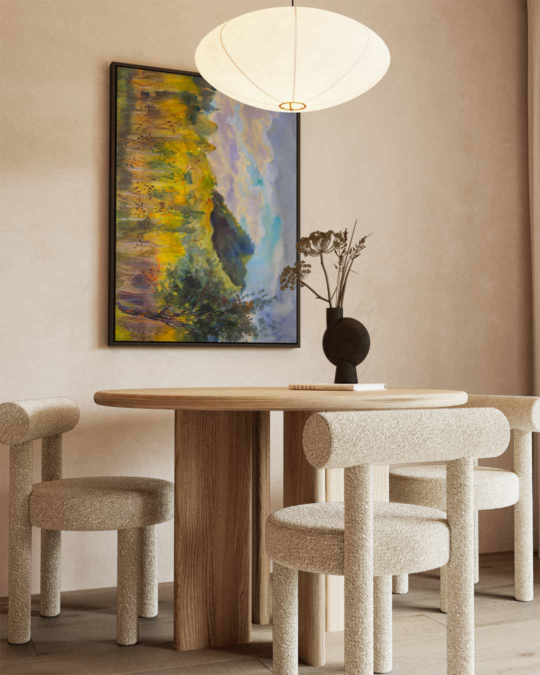 Veld met Kleurrijke Wolken Kunstwerk-canvas-dibond-plexiglas-wanddecoratie-WallArtistic