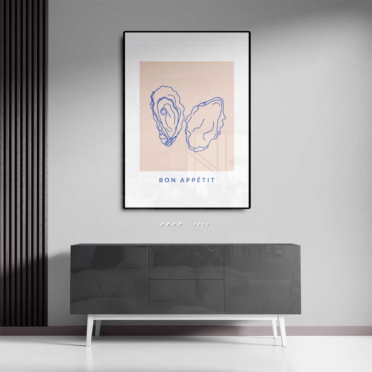 Stijlvolle Oester Illustratie Kunstwerk-canvas-dibond-plexiglas-wanddecoratie-WallArtistic