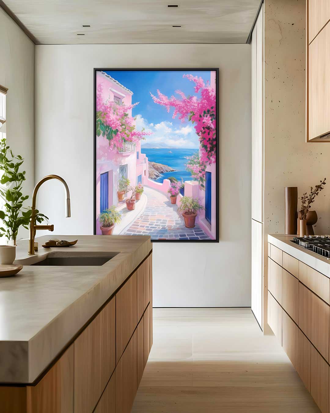 Romantische Middellandse Zee Straat Kunstwerk-canvas-dibond-plexiglas-wanddecoratie-WallArtistic