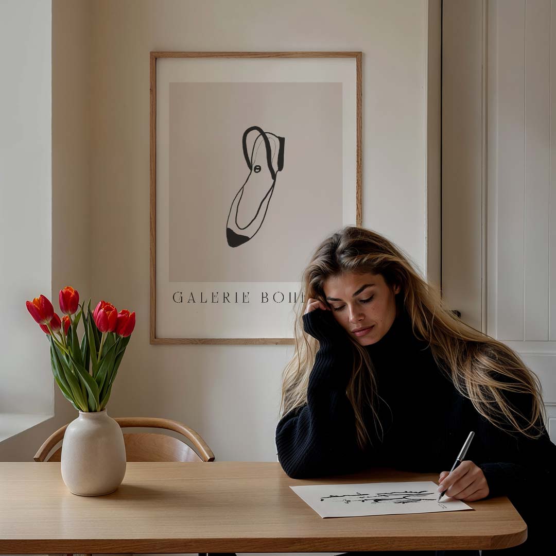 Elegante Lijntekening Sandaal Poster-WallArtistic