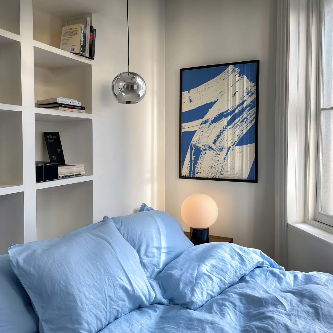 Blauwe Abstracte Borstelstreken Poster-WallArtistic