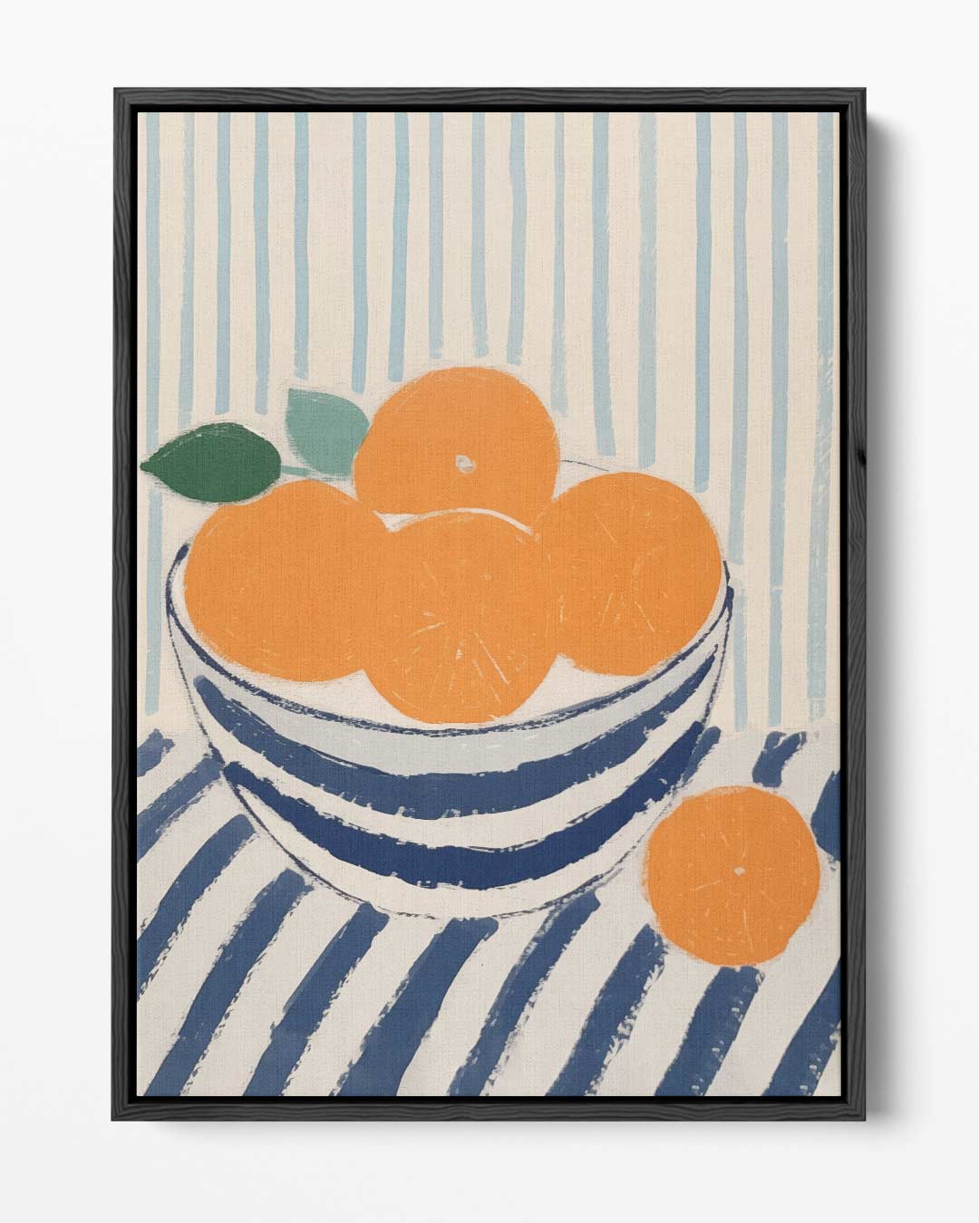 Zonnige Sinaasappels in Streepjesland Kunstwerk-canvas-dibond-plexiglas-wanddecoratie-WallArtistic