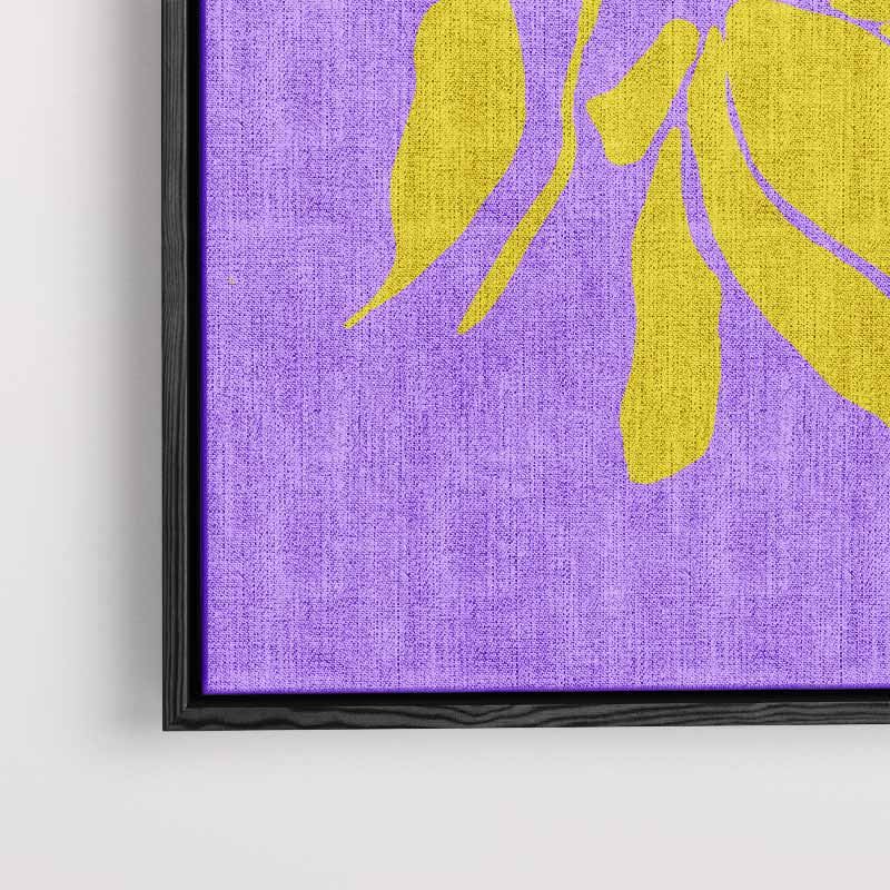 Bloemenenexplosie in Geel en Paars Kunstwerk-canvas-dibond-plexiglas-wanddecoratie-WallArtistic