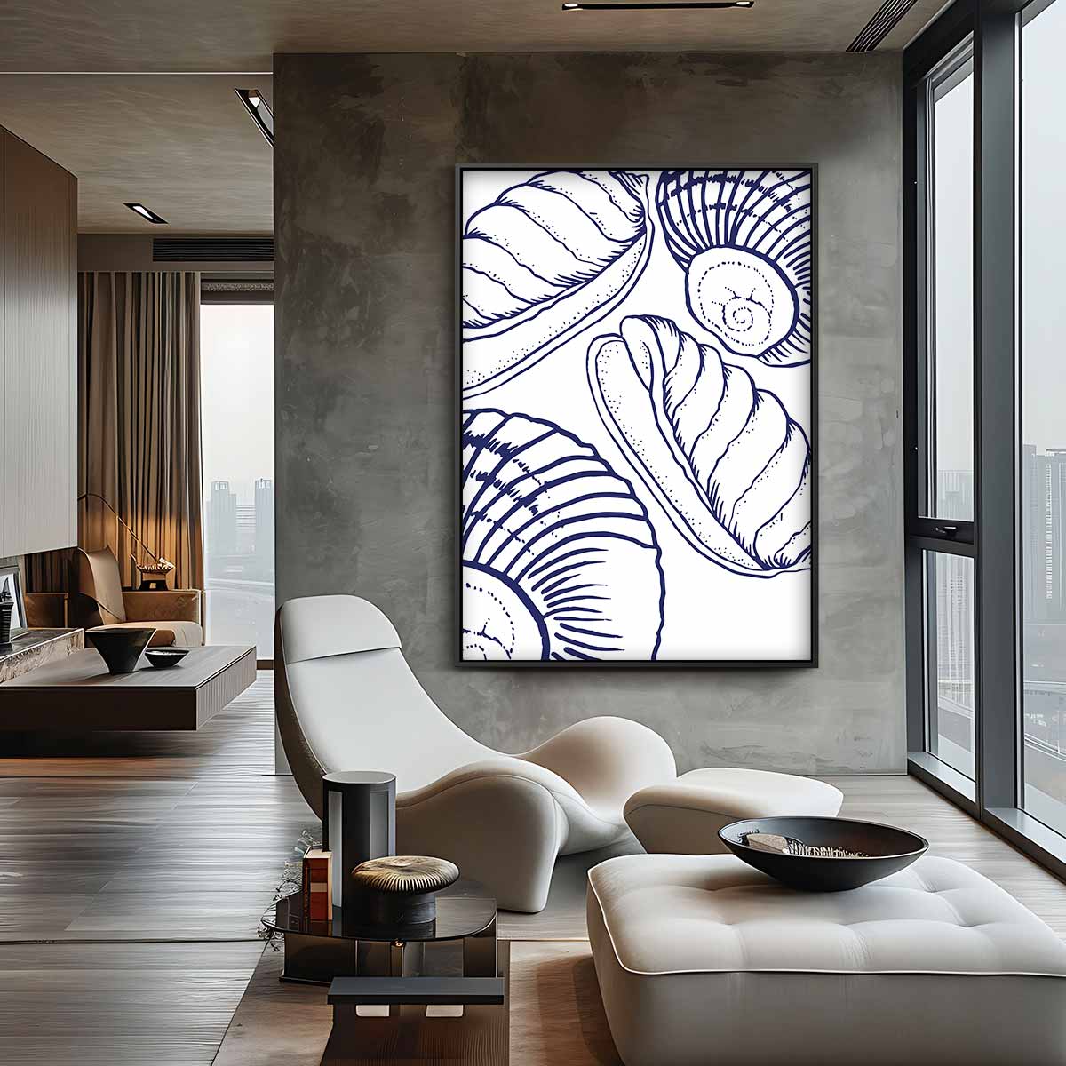 Elegante Schelpen Illustratie Kunstwerk-canvas-dibond-plexiglas-wanddecoratie-WallArtistic